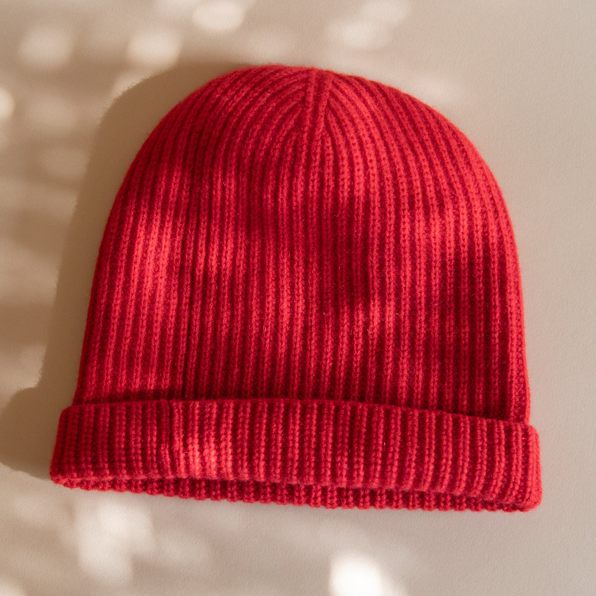 8.6.4 Hats Red Cashmere Ribbed Beanie