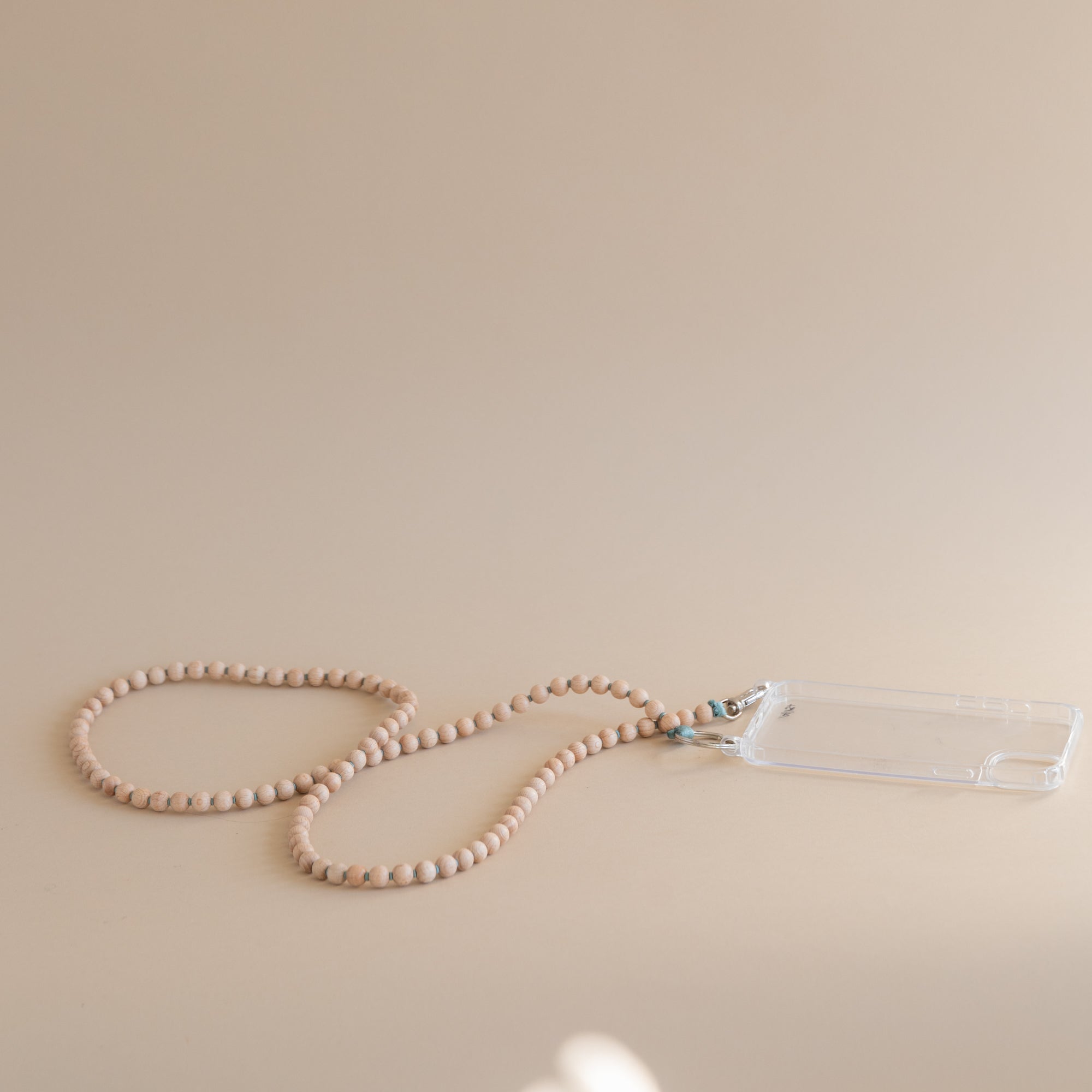 Long Beaded iPhone Necklace in Natural