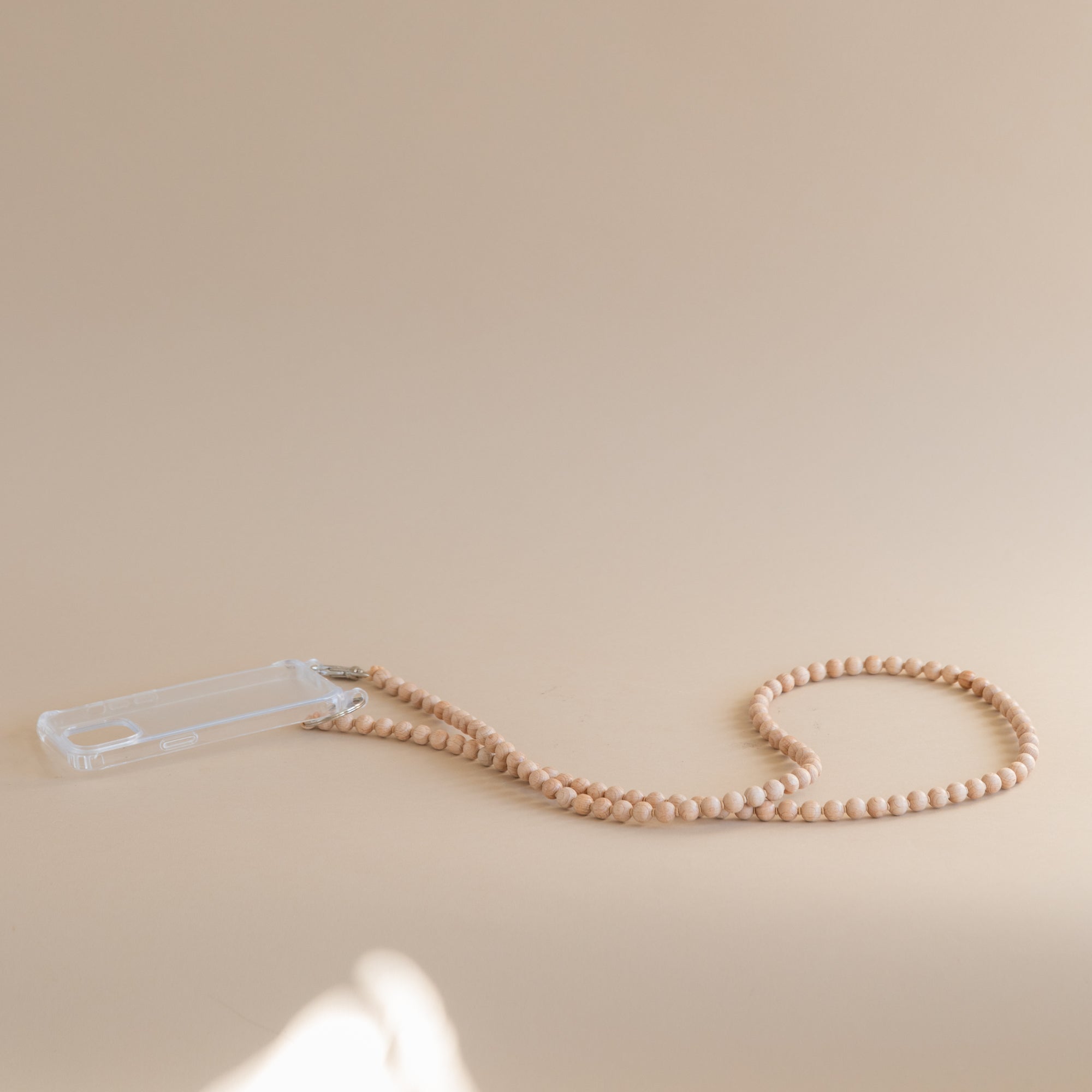 Long Beaded iPhone Necklace in Natural