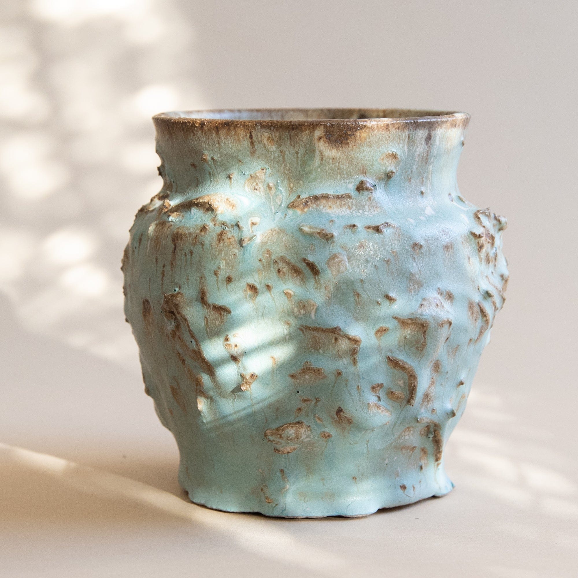 Abra Edelman Statement Piece Seafoam Textured Vase by Abra Edelman