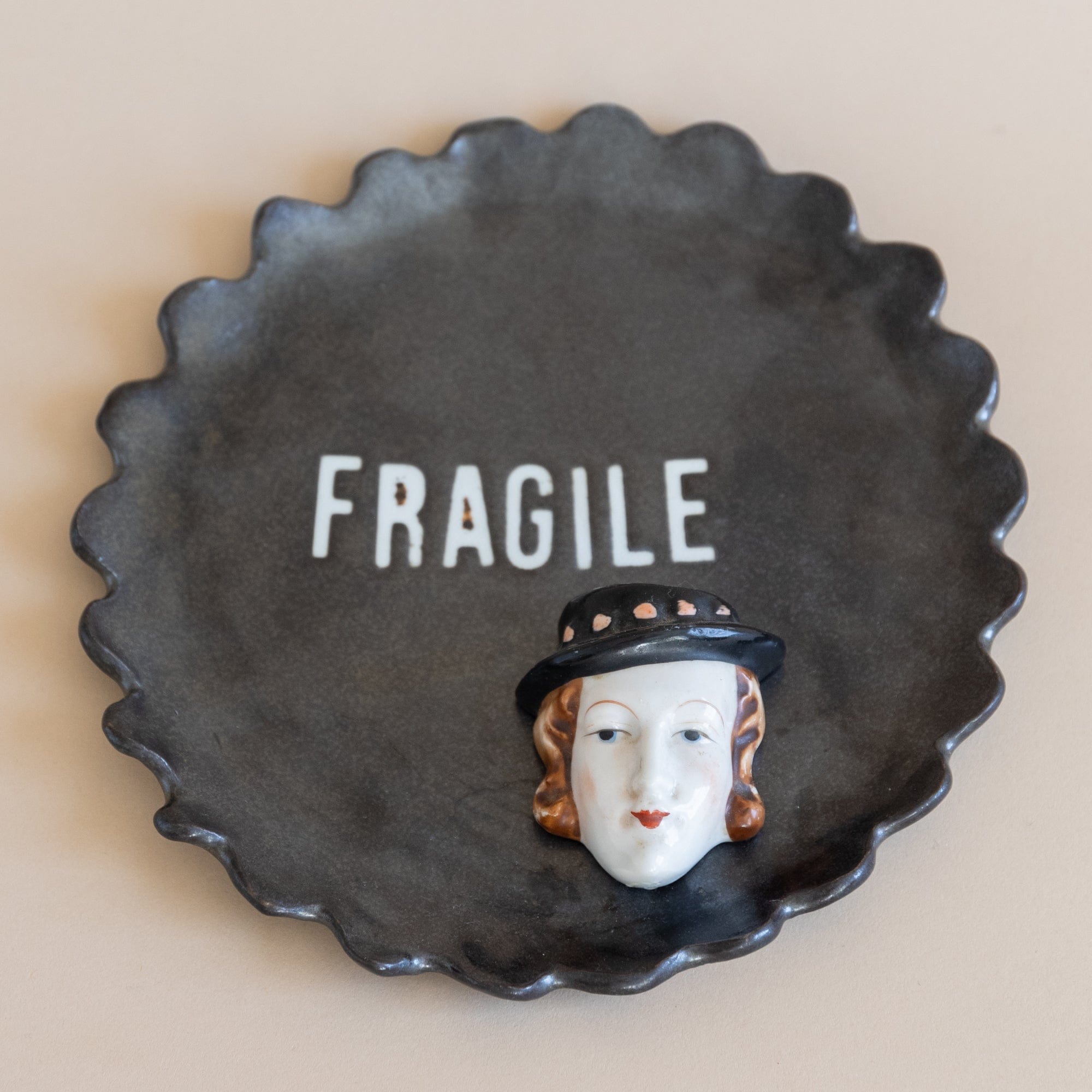 Abra Edelman Trays + Catchalls Fragile Figurine Dishes Fragile Lady in a Hat