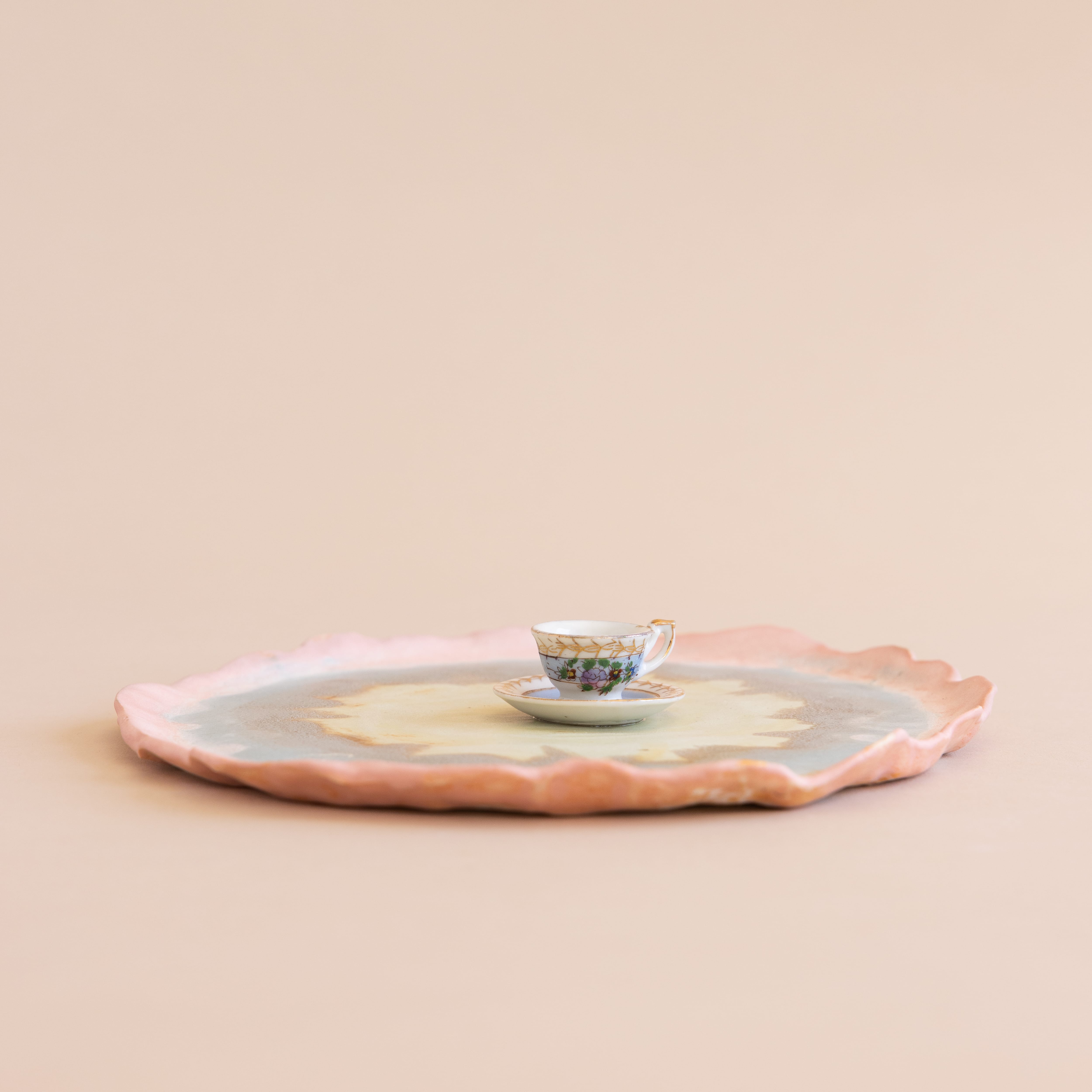 Abra Edelman Trays + Catchalls Gradient Plate with Teacup Figurine Dishes by Abra Edelman