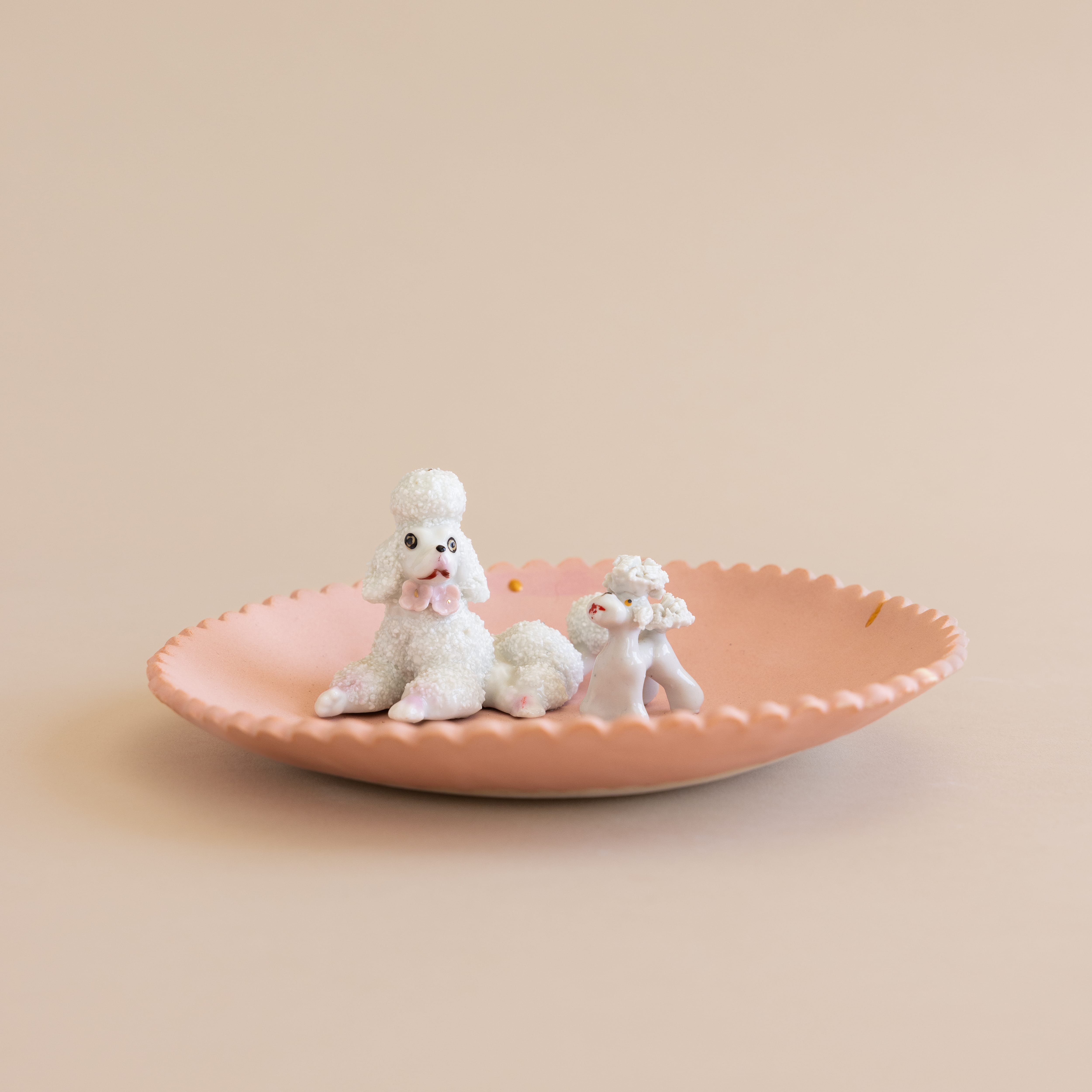 Abra Edelman Trays + Catchalls Pink Bowl with Poodles Figurine Dishes by Abra Edelman