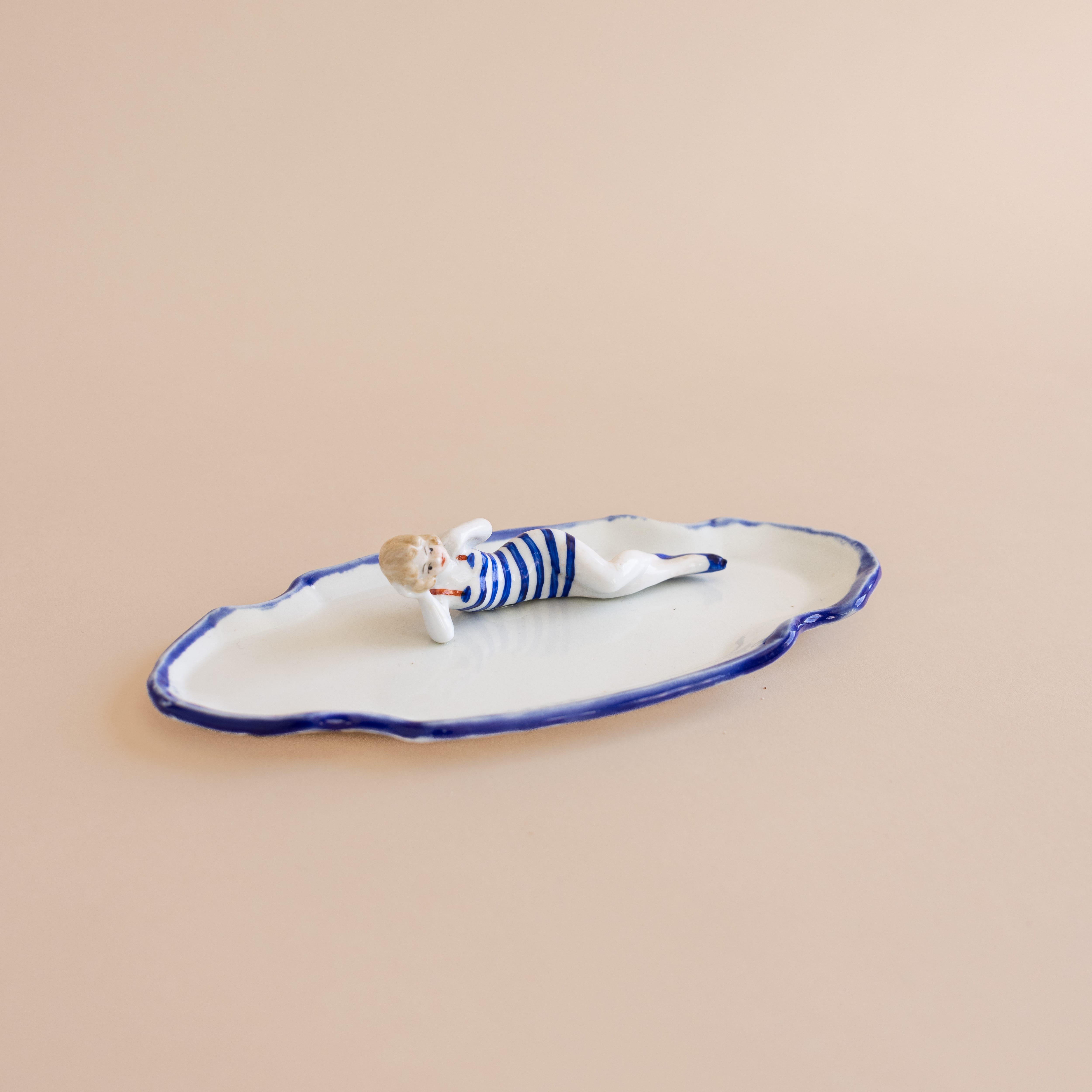 Abra Edelman Trays + Catchalls White Dish with Woman Lounging Figurine Dishes by Abra Edelman