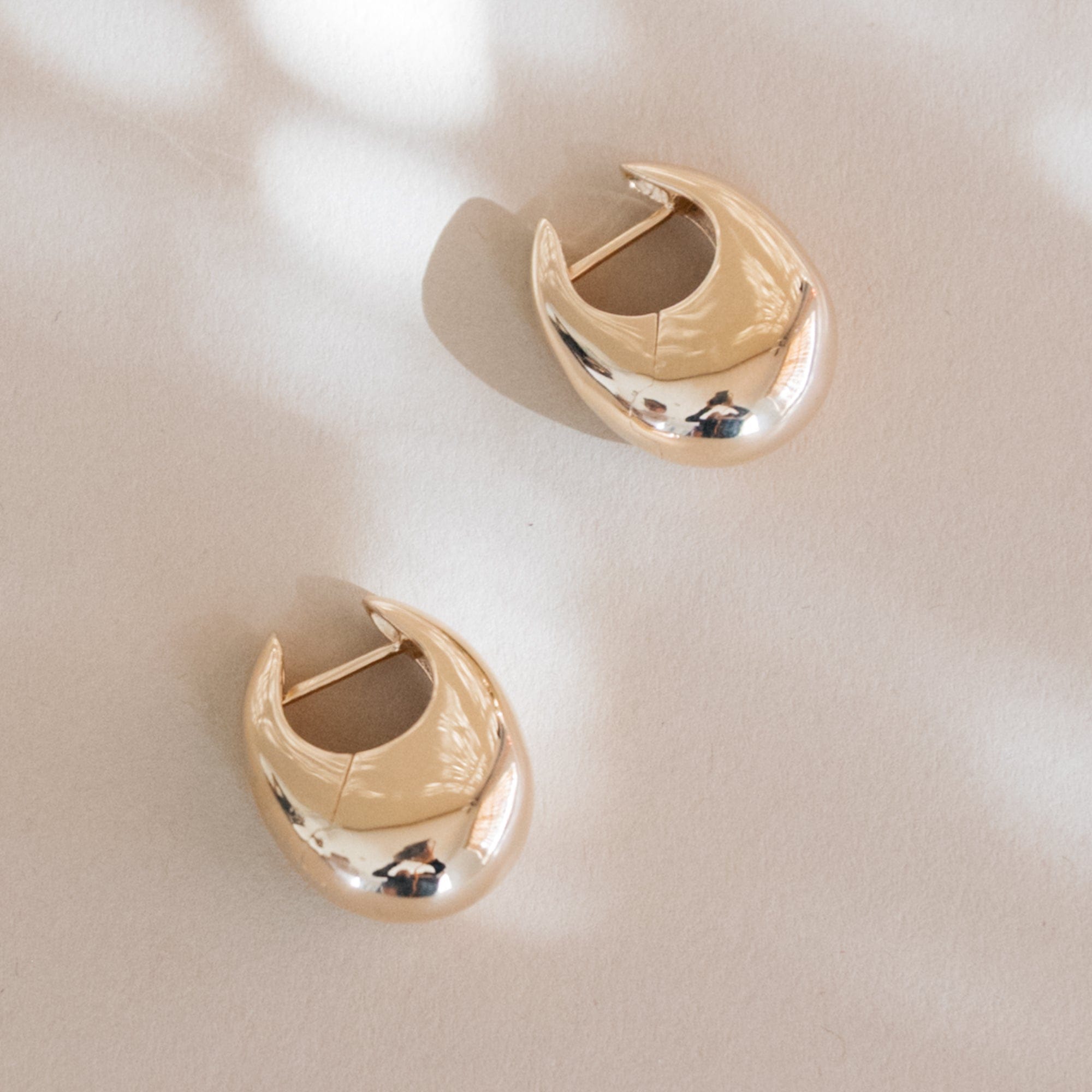 Annika Inez Earrings Gold / Large Sloping Hinge Hoops by Annika Inez