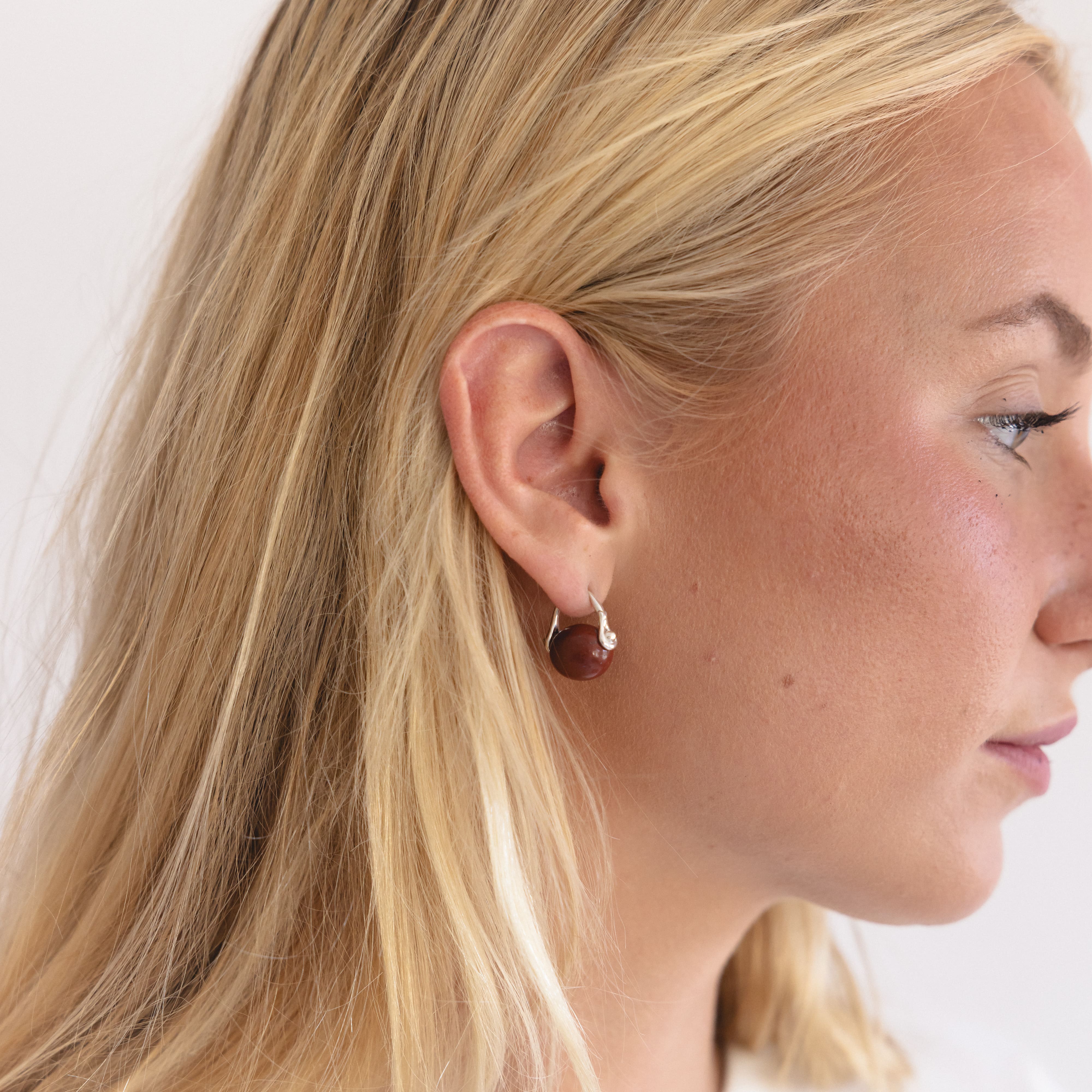Annika Inez Earrings Rust Jasper Stone Ellipse Earrings by Annika Inez