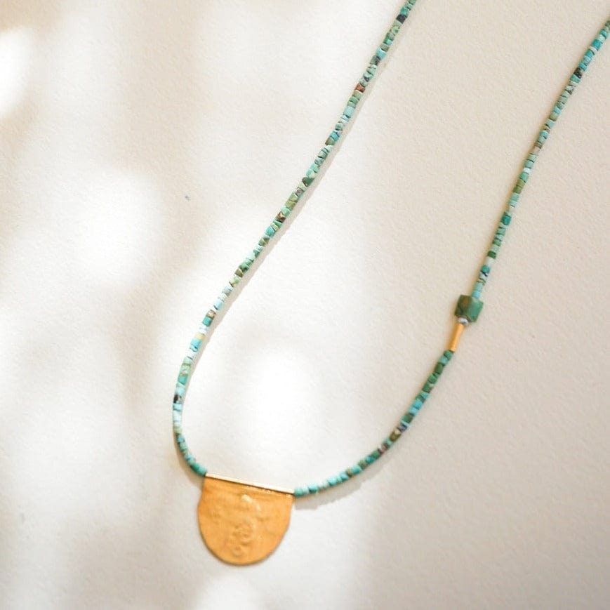 Antique Turquoise with Halfmoon Talisman Necklace - +COOP