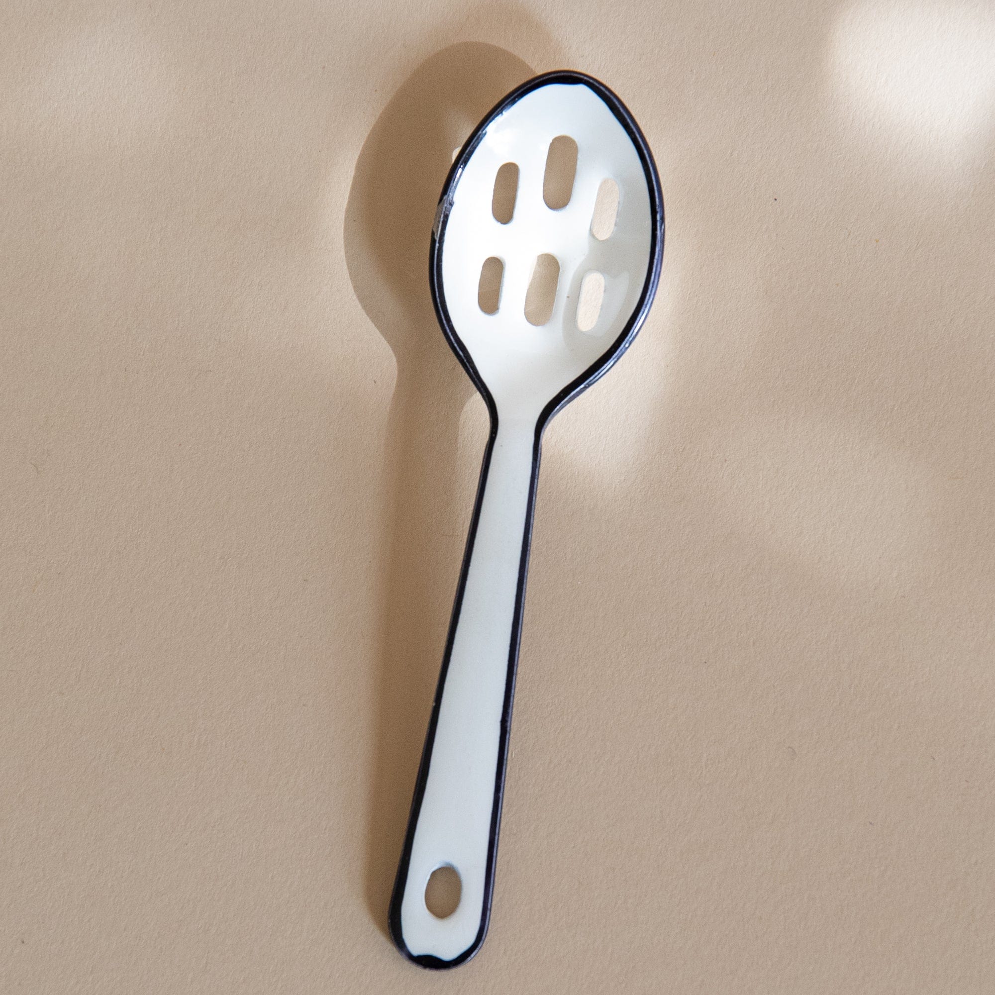 BE HOME Cooking + Utensils Mini Slotted Spoon in Enamel