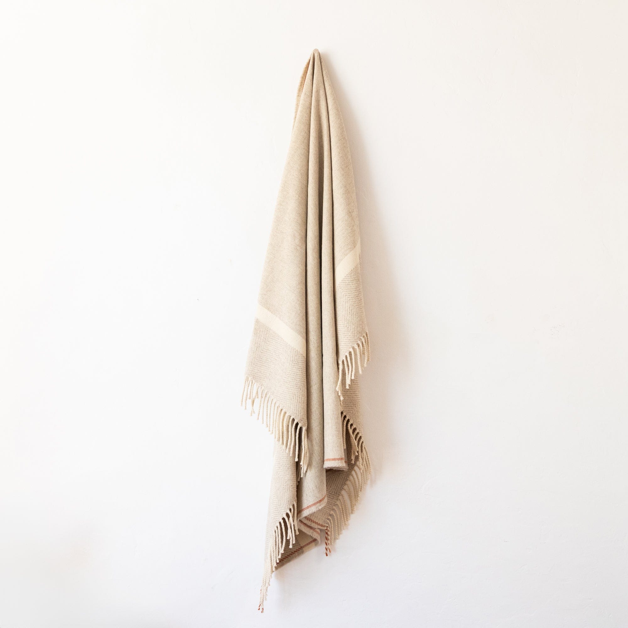 +COOP | Portugal Blankets + Throws Oatmeal w/ Rust Trim Wool Blanket