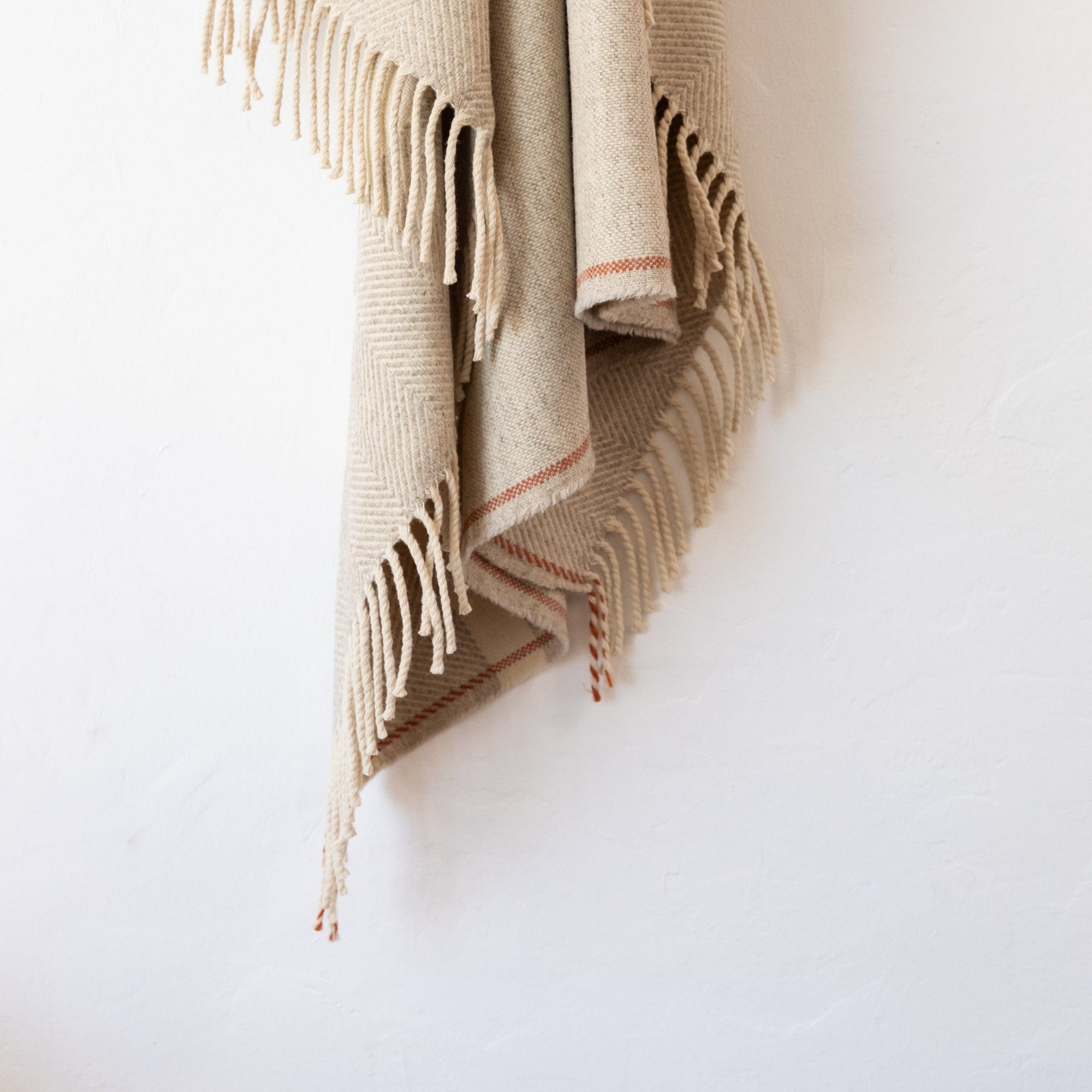 +COOP | Portugal Blankets + Throws Oatmeal w/ Rust Trim Wool Blanket