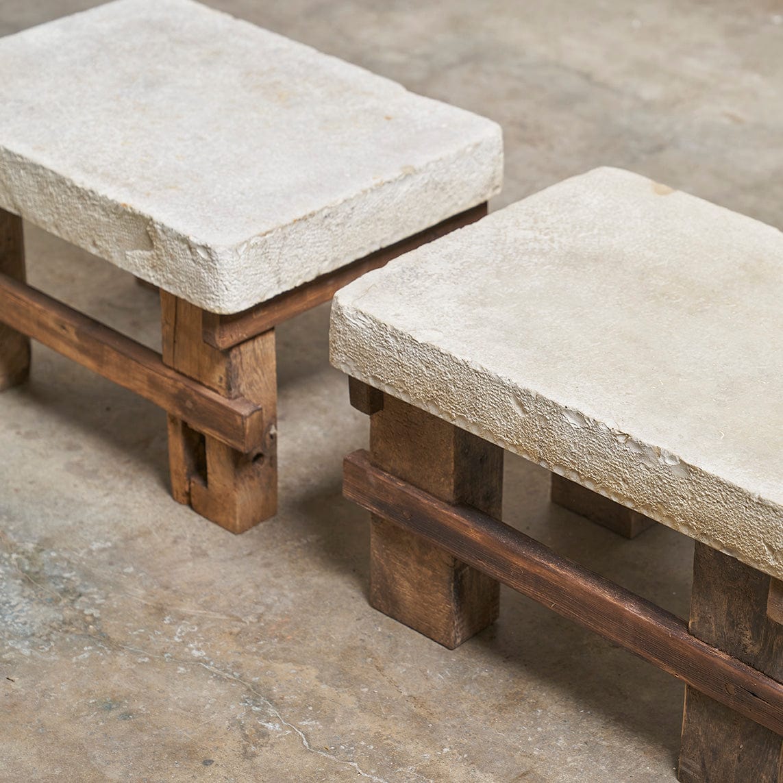 +COOP Tables Pair of Limestone Side Tables