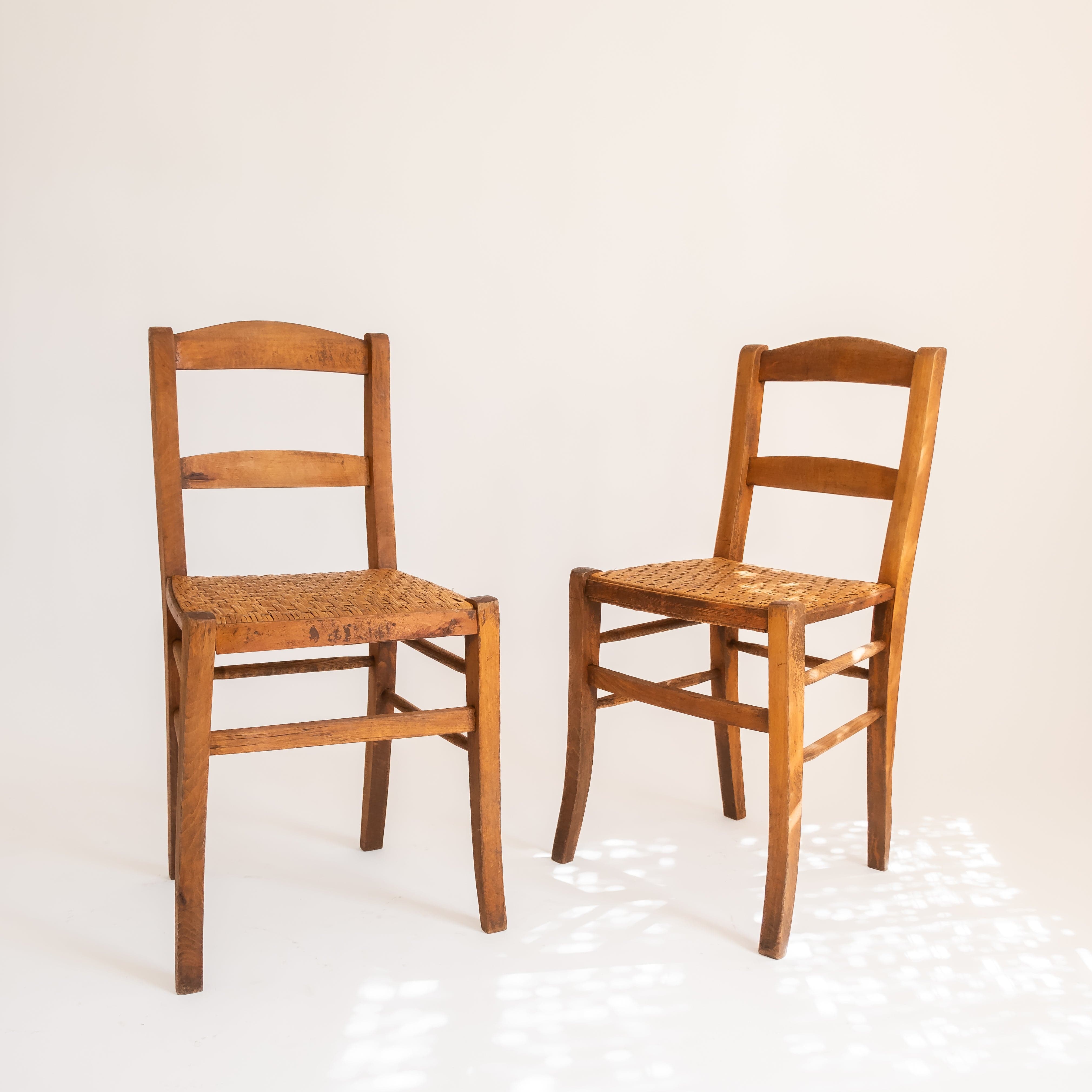 +COOP Vintage Seating 1930s French Provincial Oak Side Chairs