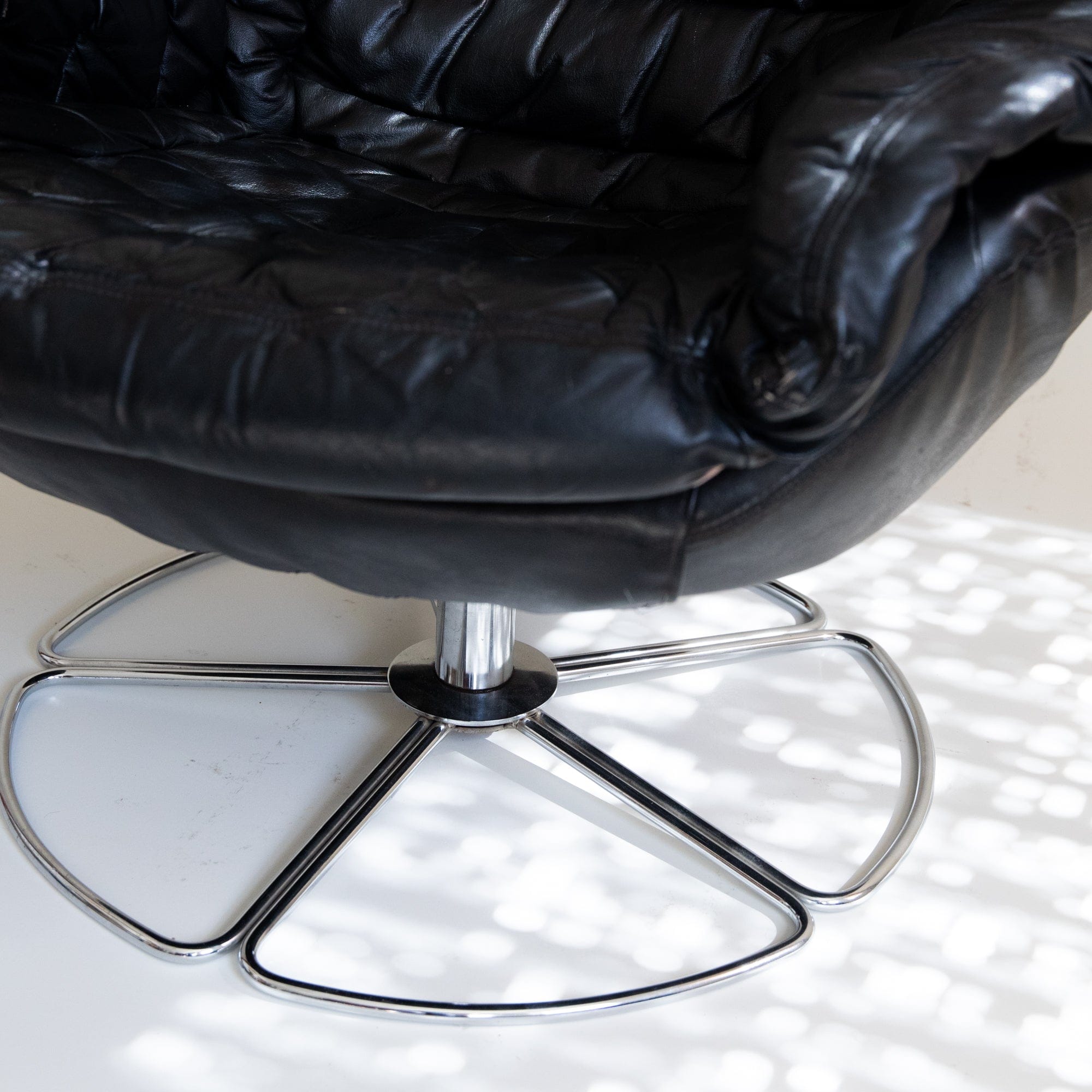 +COOP Vintage Seating H. W. Klein Style Leather & Steel Lounge Chairs