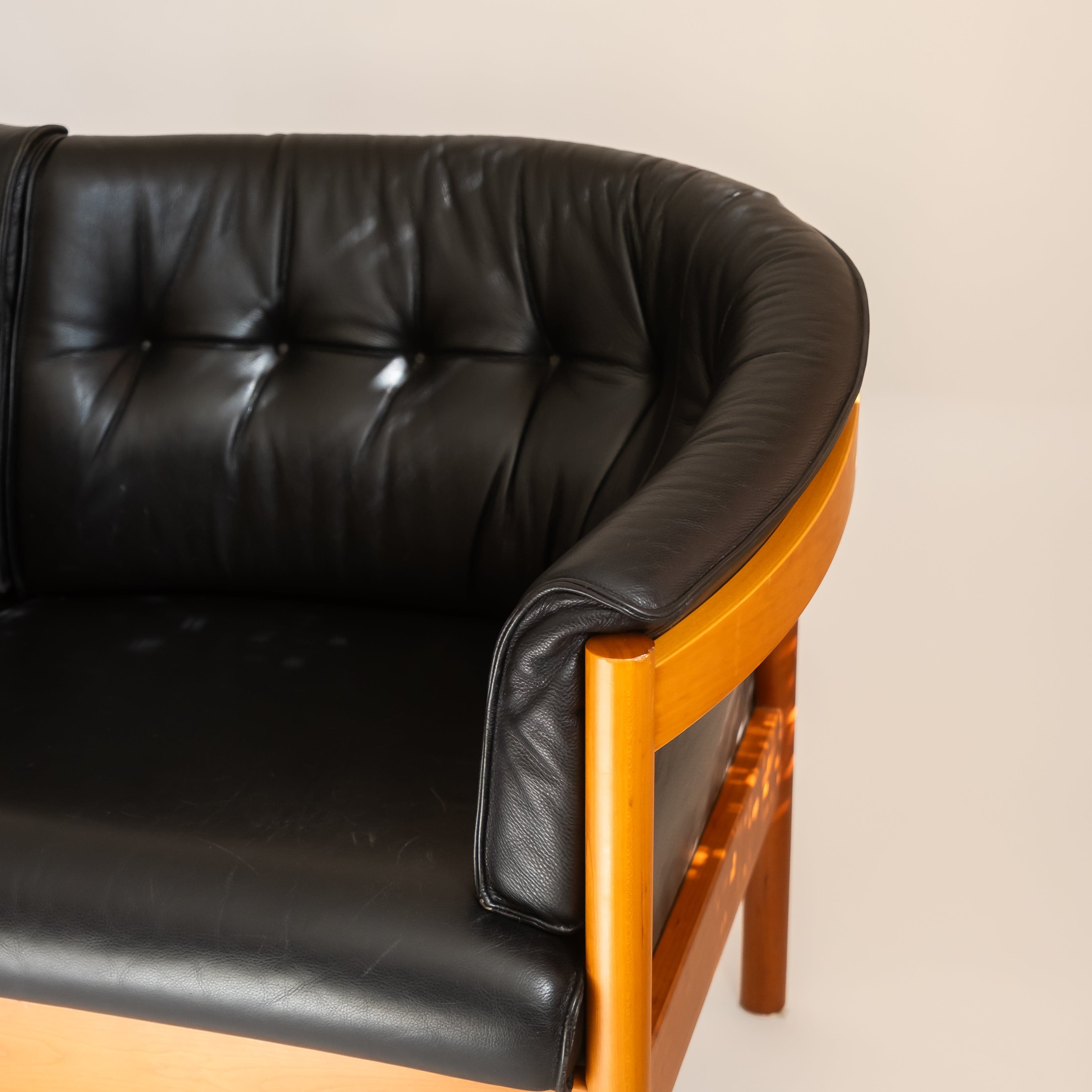+COOP Vintage Seating Vintage Black Leather Sofa