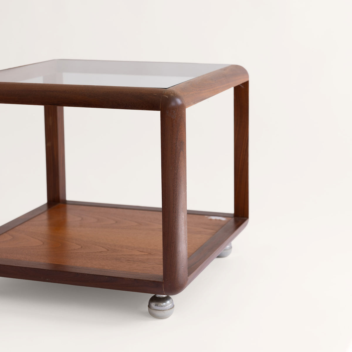 +COOP Vintage Storage Pair of Vintage Glass Top End Tables