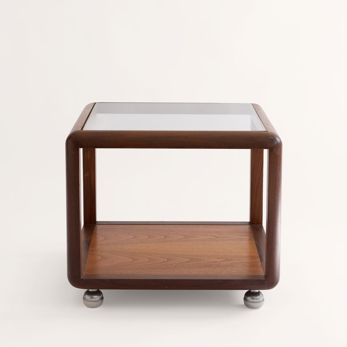 +COOP Vintage Storage Pair of Vintage Glass Top End Tables