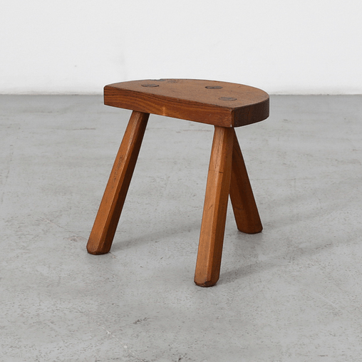 +COOP Vintage Tables Brutalist Tripod Milking Stool Pierre Chapo Side Table or Stool