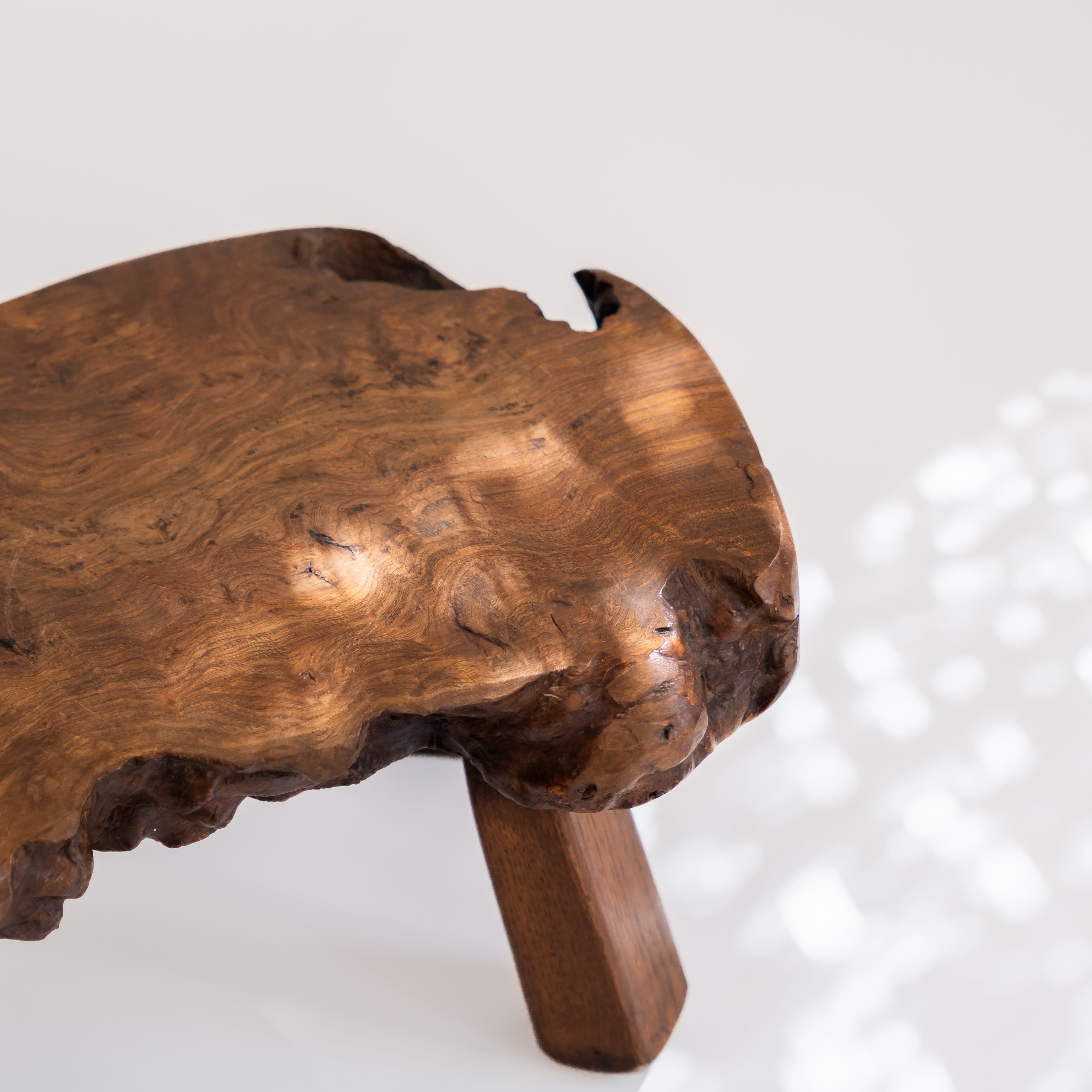 Vintage Live Edge Oak Stool
