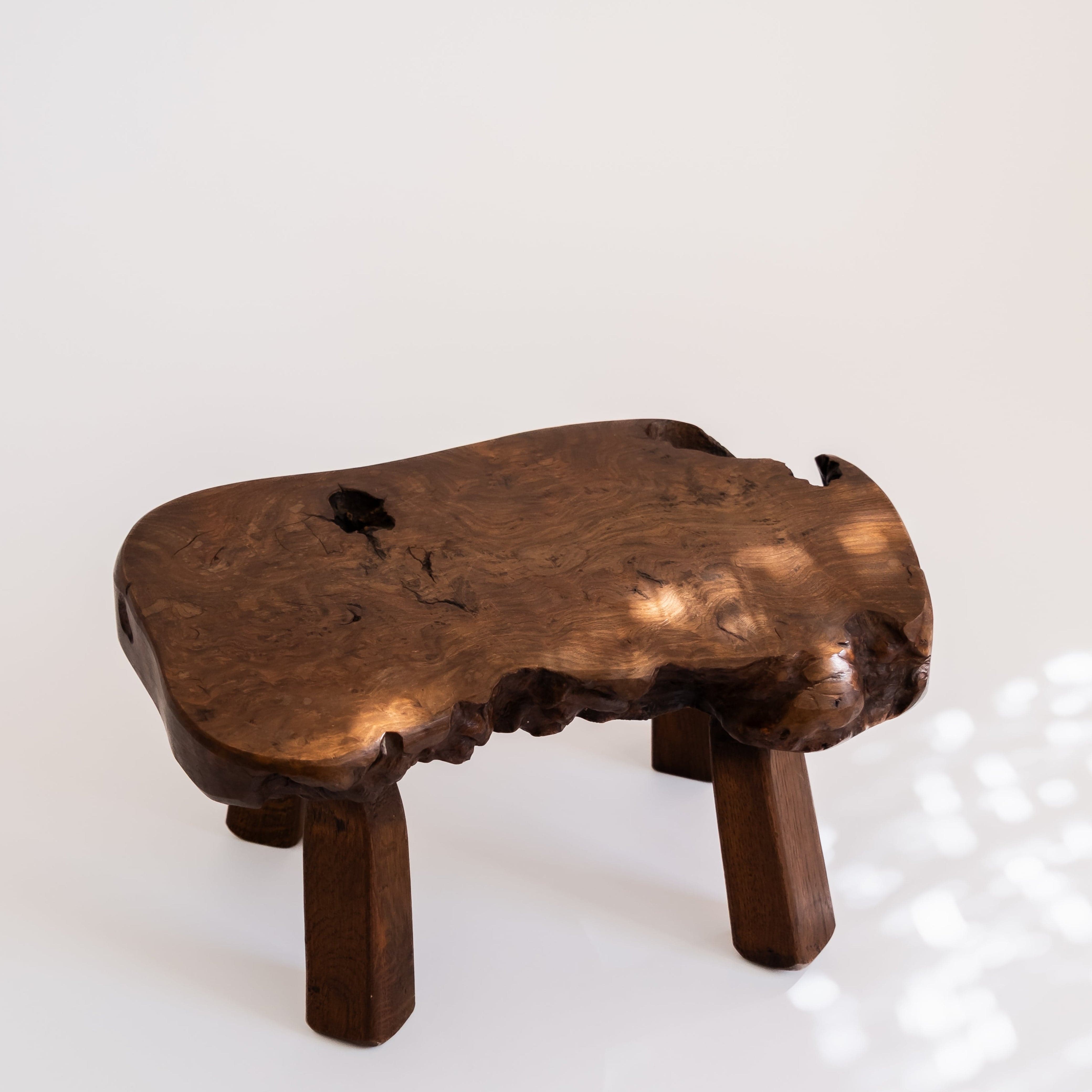 Vintage Live Edge Oak Stool