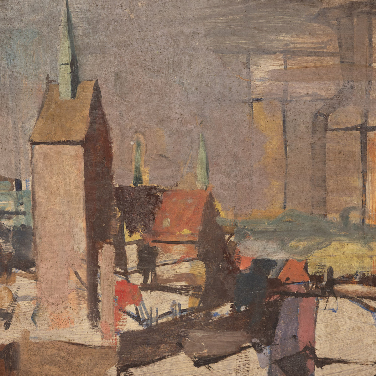 +COOP Wall Art Vintage Abstract Townscape Painting