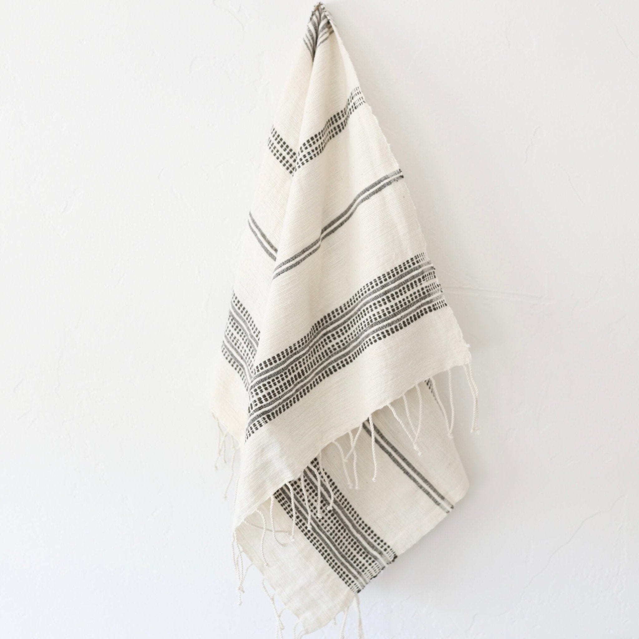 Creative Women Hand Towels Natural with Grey Stripes Striped Hand Towel