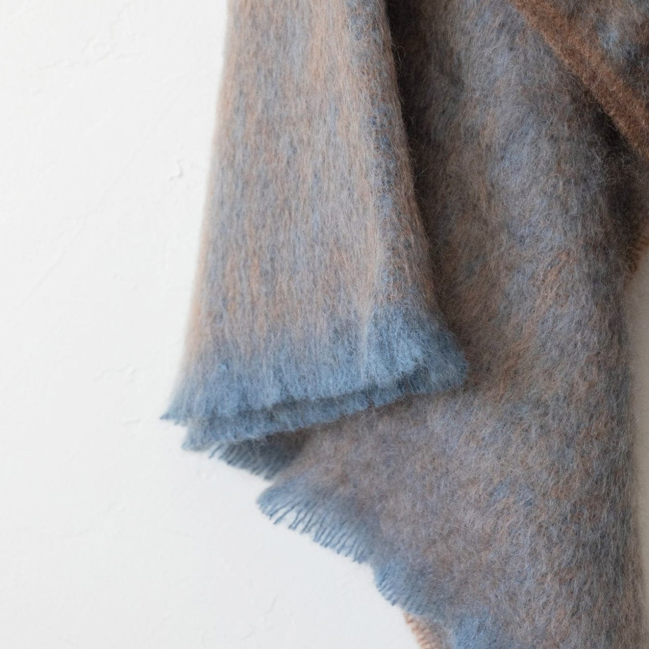 Cushendale Blankets + Throws Cocoa Clash with Blue Trim Mohair Throw