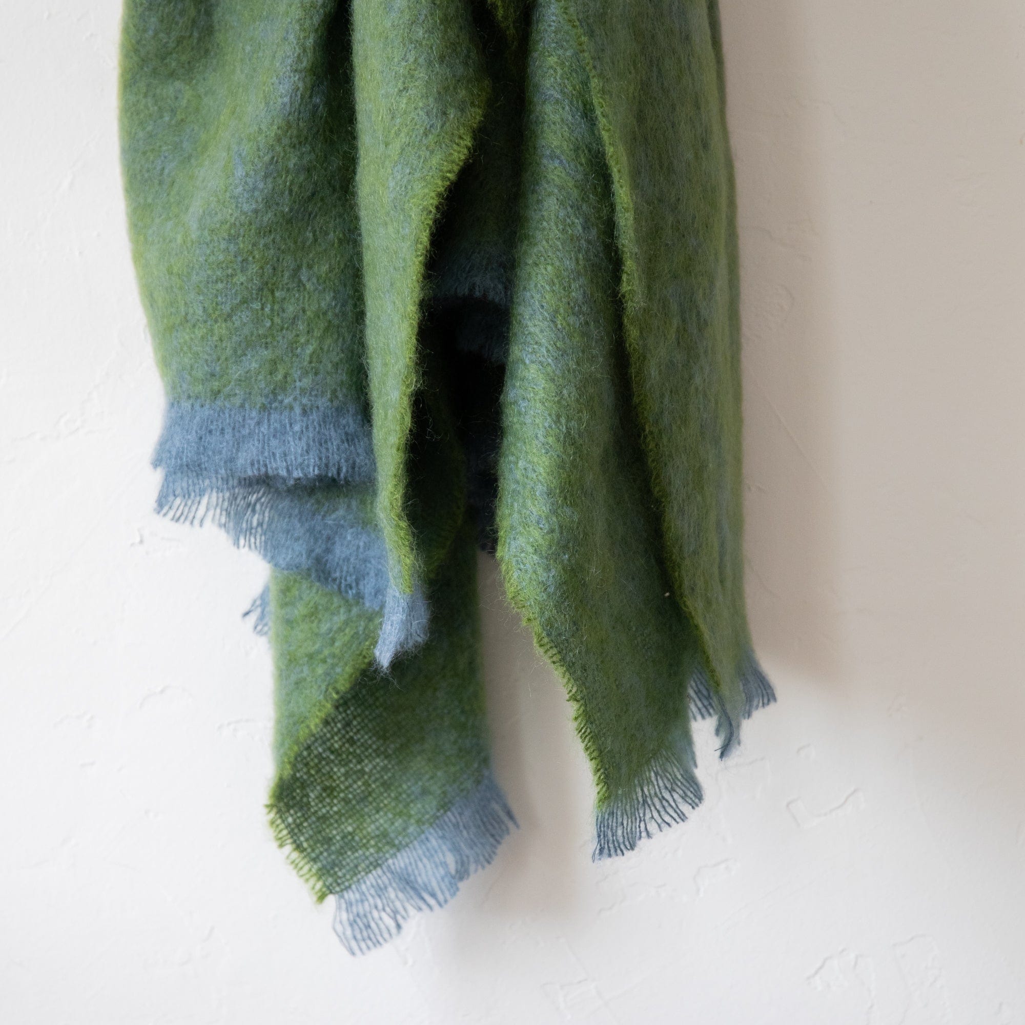 Cushendale Blankets + Throws Green with Blue Trim Mohair Throw