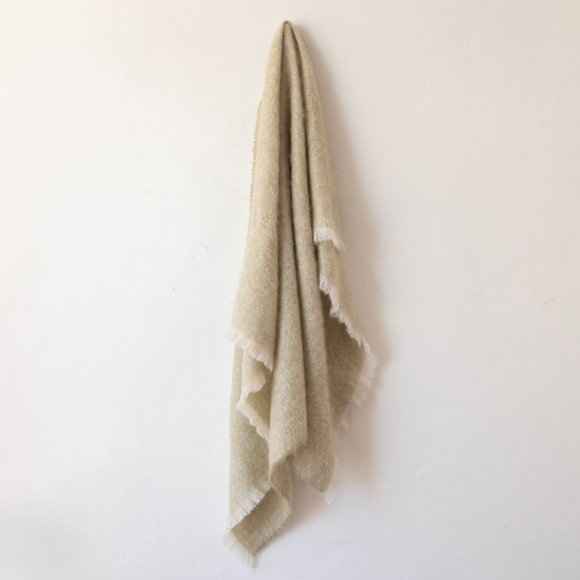 Cushendale Blankets + Throws Mohair Throw in Pale Olive