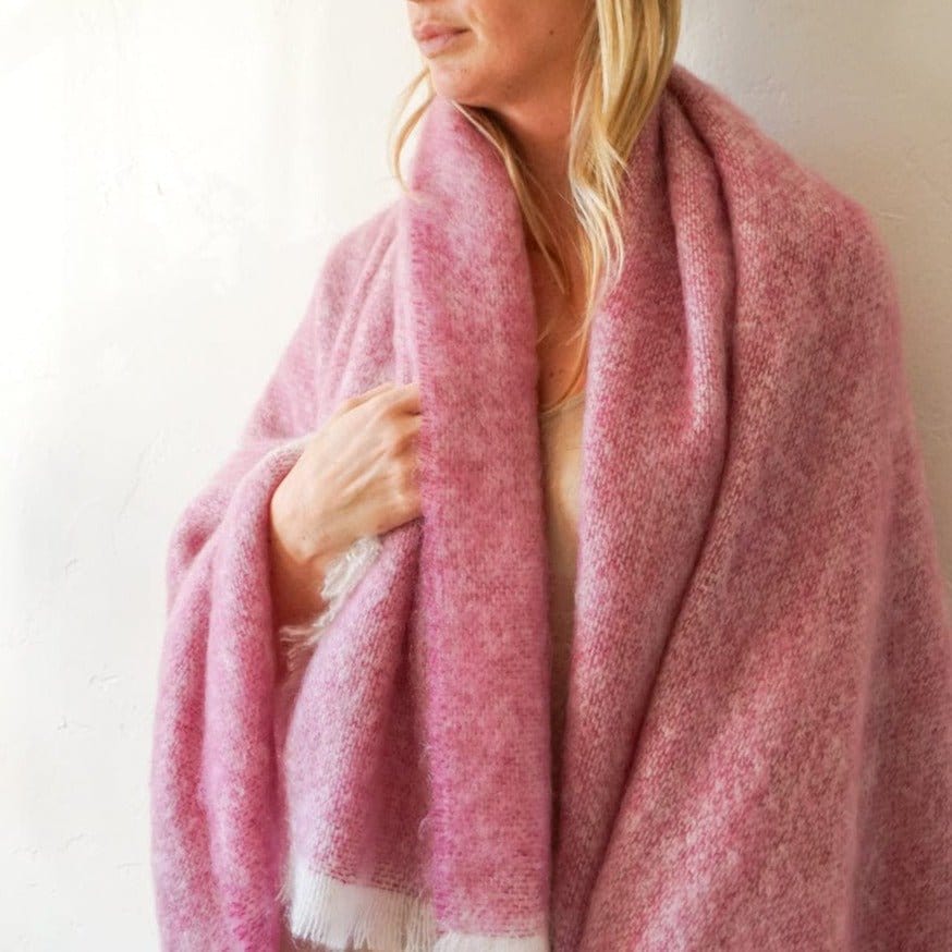 Cushendale Blankets + Throws Mohair Throw in Pink