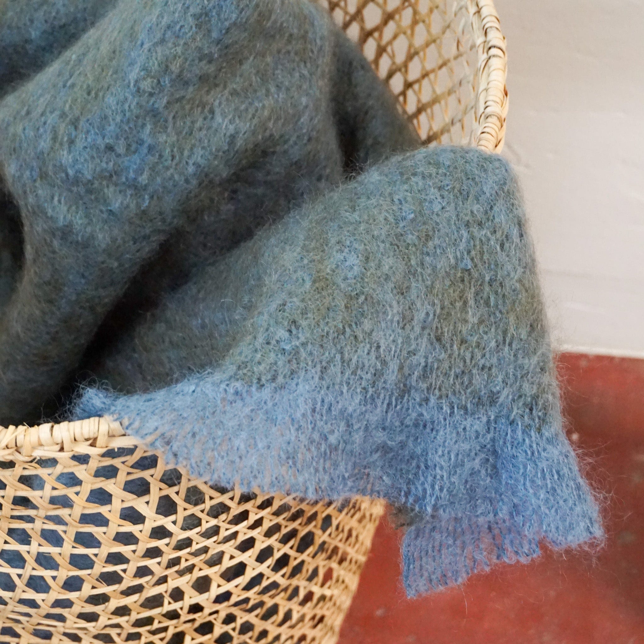 Cushendale Blankets + Throws Moss Clash Mohair Throws in Blue