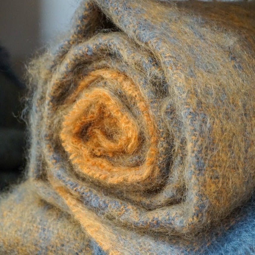 Cushendale Blankets + Throws Ochre Clash Mohair Throws in Gold