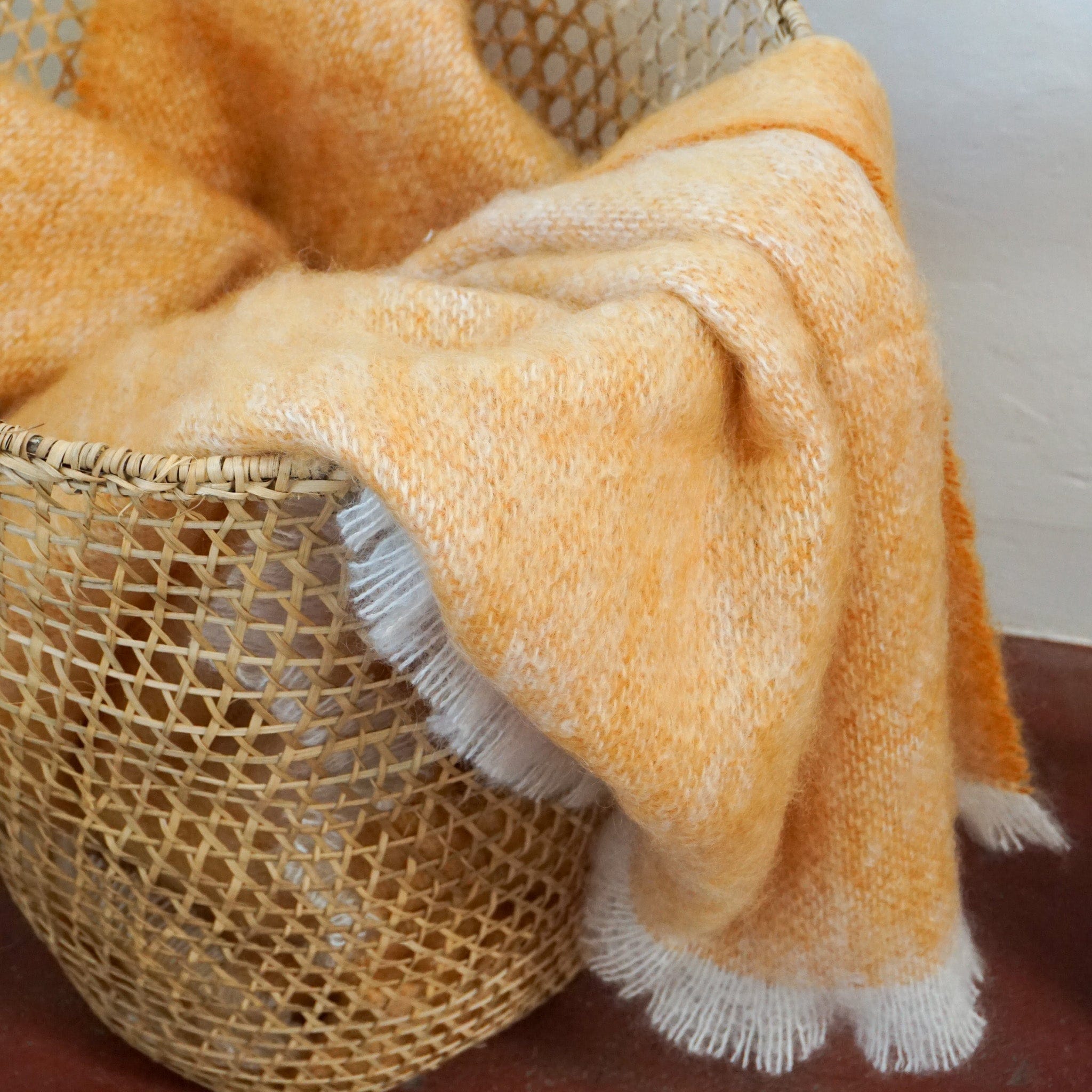 Cushendale Blankets + Throws Ochre Mohair Throws in Gold