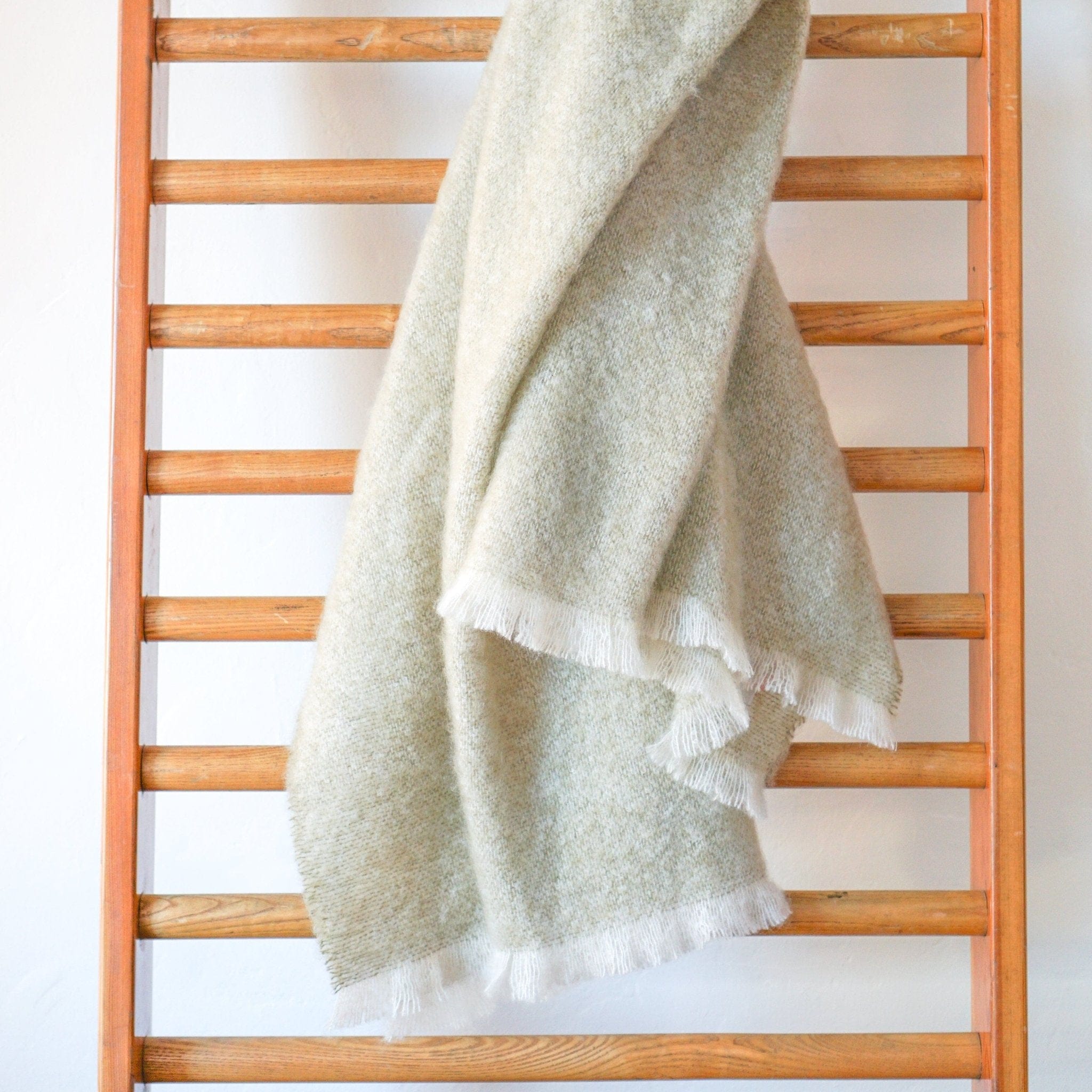 Cushendale Blankets + Throws Pale Olive Mohair Throws in Green