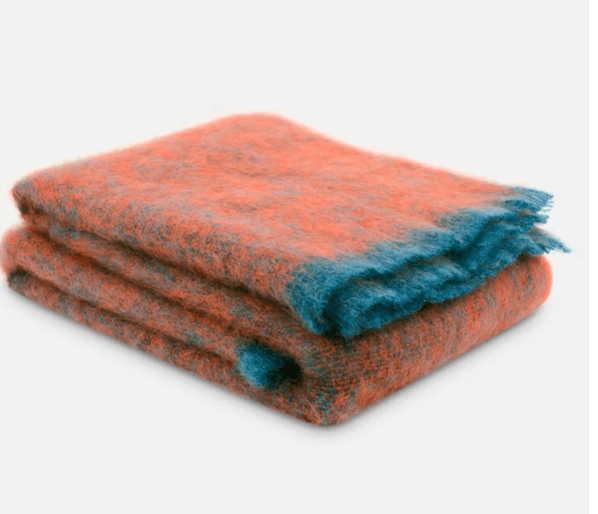 Cushendale Blankets + Throws Red/Blue Mohair Throw in Pink + Red