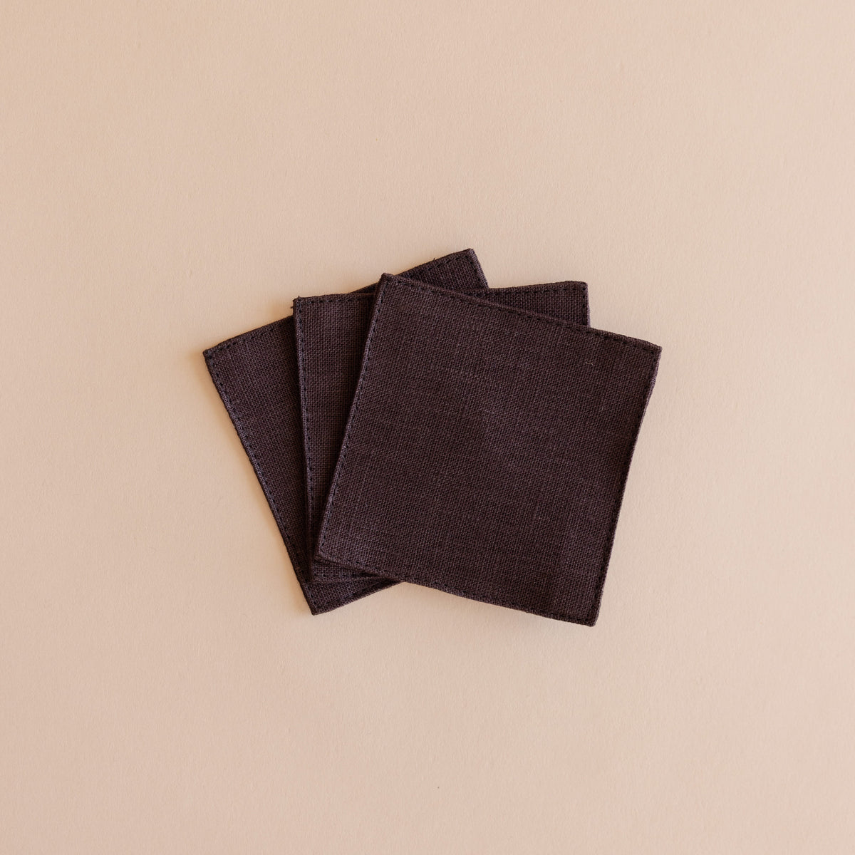 FOG LINEN Barware Dark Brown Linen Coasters
