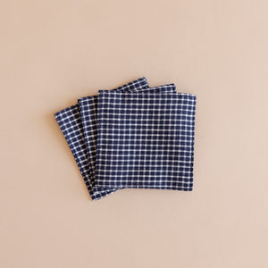 Linen Coasters - Navy Checks