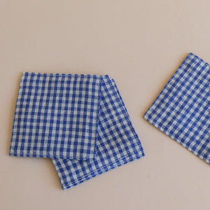 Linen Coasters in Gingham - Blue