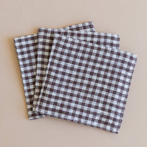 Linen Coasters in Gingham - Brown
