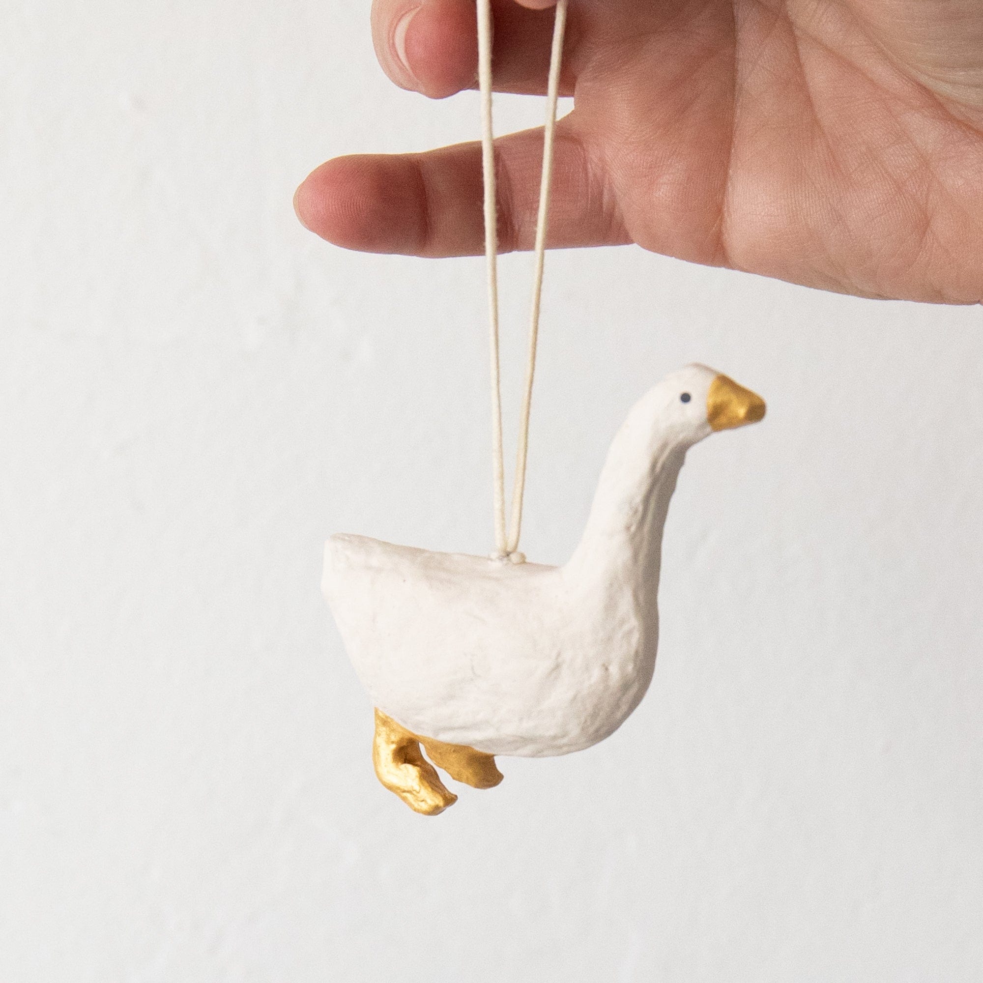 FOG LINEN Seasonal Duck Paper Mache Animal Ornaments