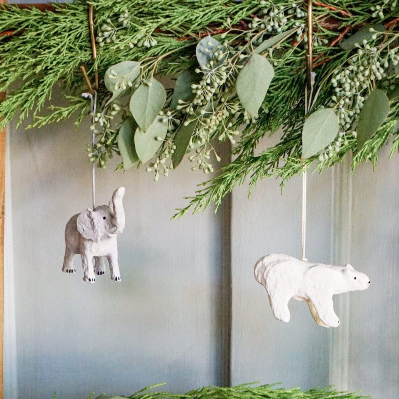 FOG LINEN Seasonal Polar Bear Ornament