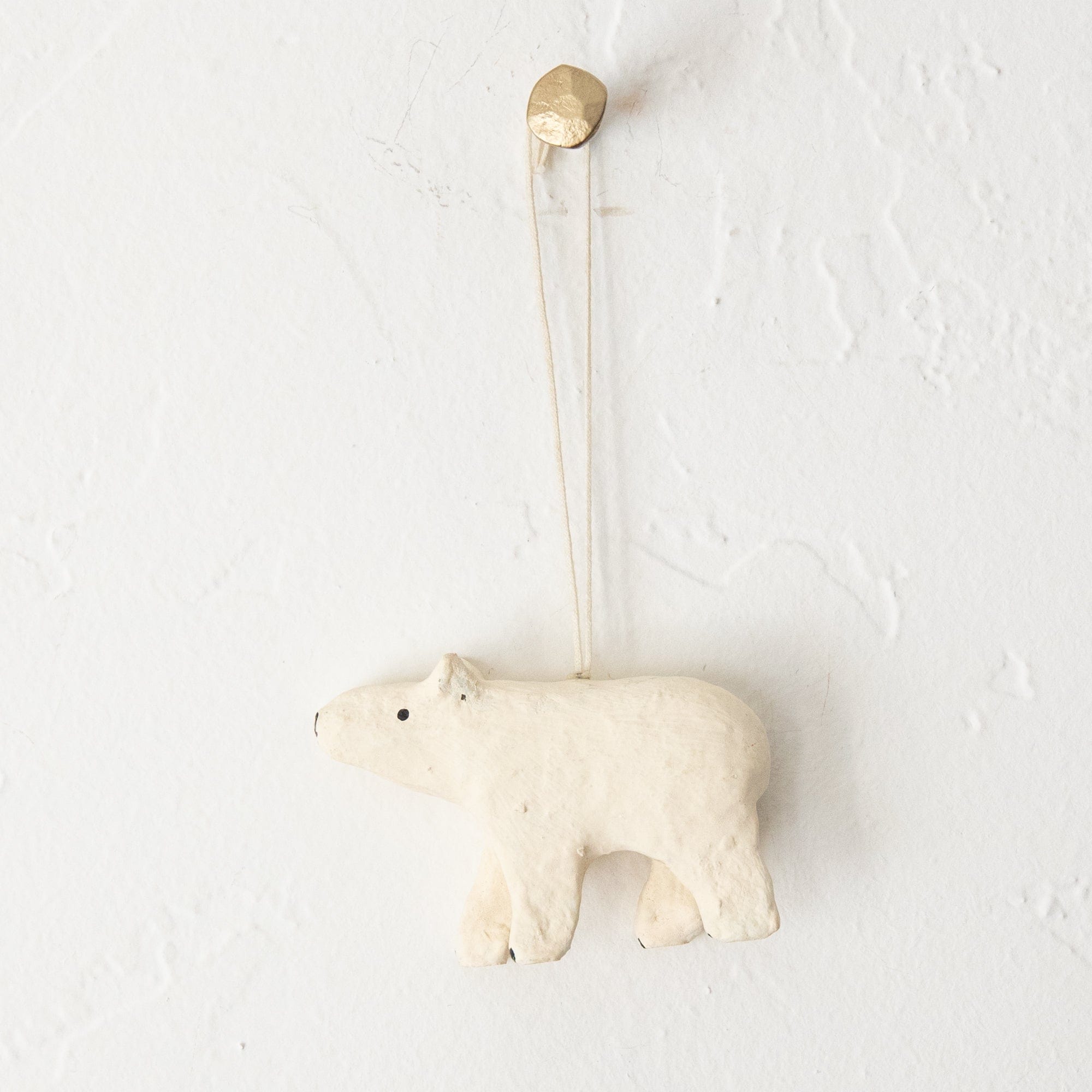 FOG LINEN Seasonal Polar Bear Paper Mache Animal Ornaments