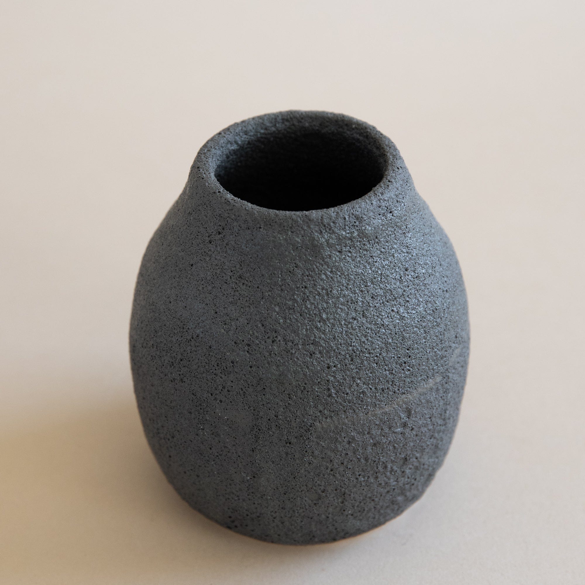 Gina Desantis Ceramics Bud Vase Wide Crater Vase in Black