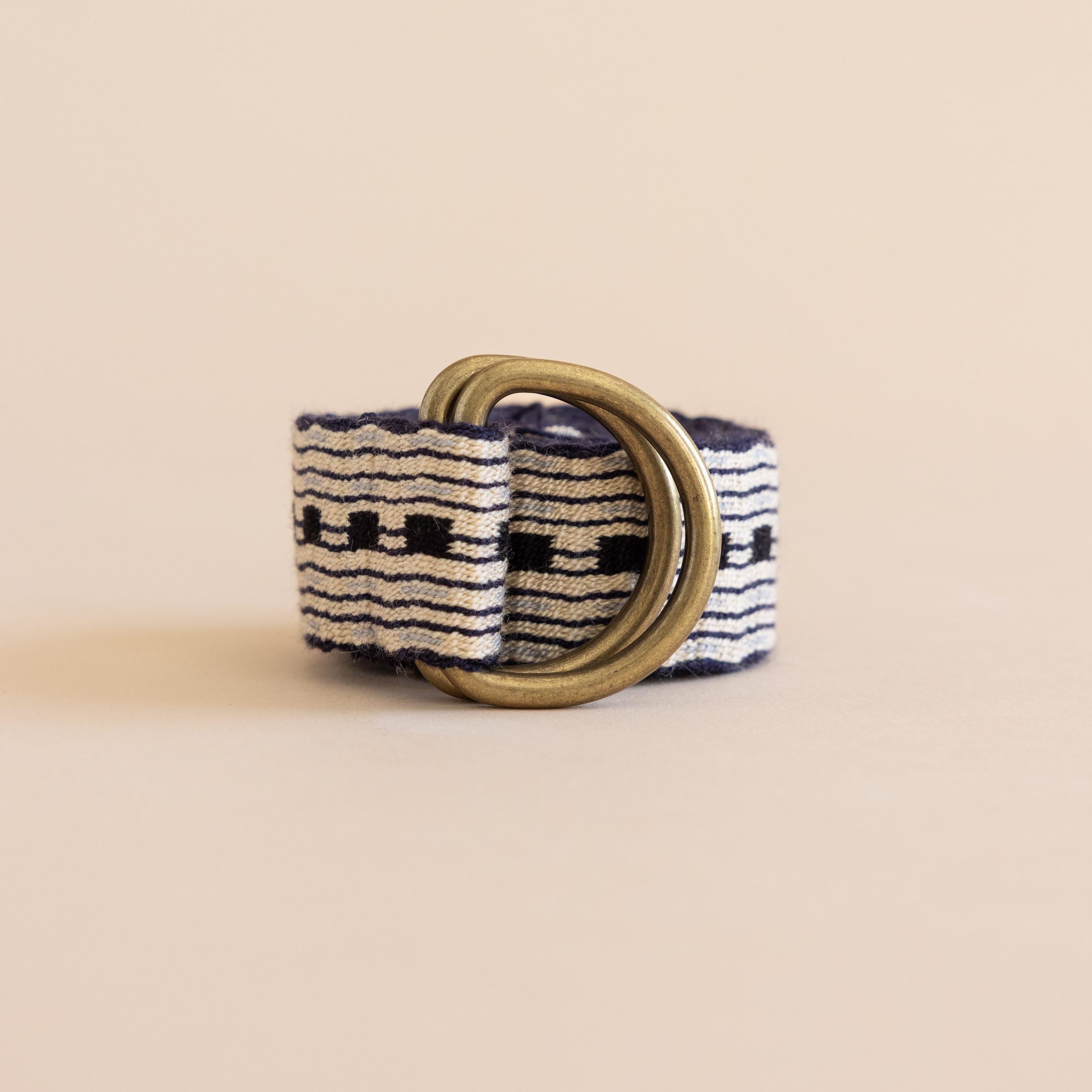Guanabana Belts Cream/Navy Stripe Dot Braided Belt