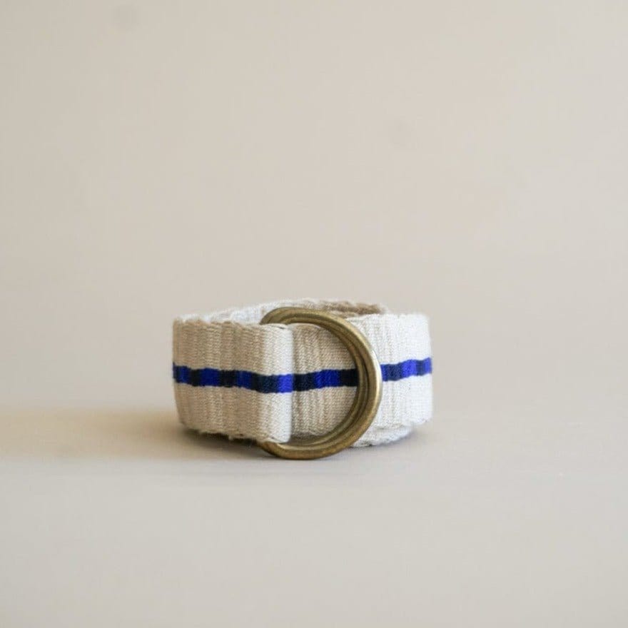 Guanabana Belts Natural/Blue Stripe Braided Belt