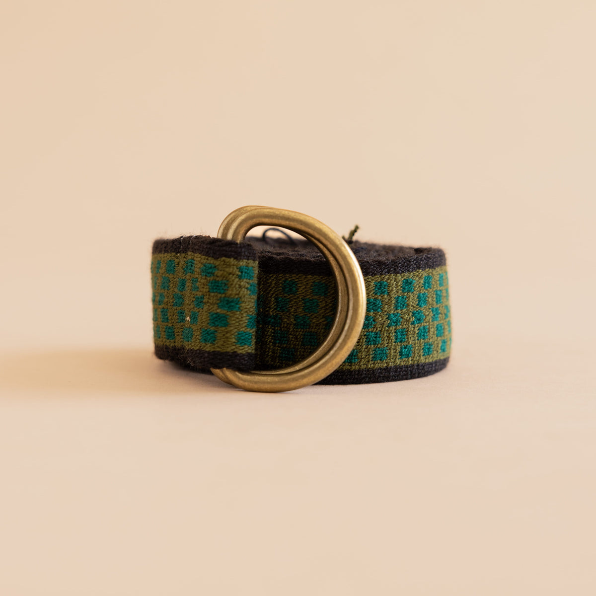 Guanabana Belts Olive/Teal Checks Braided Belt