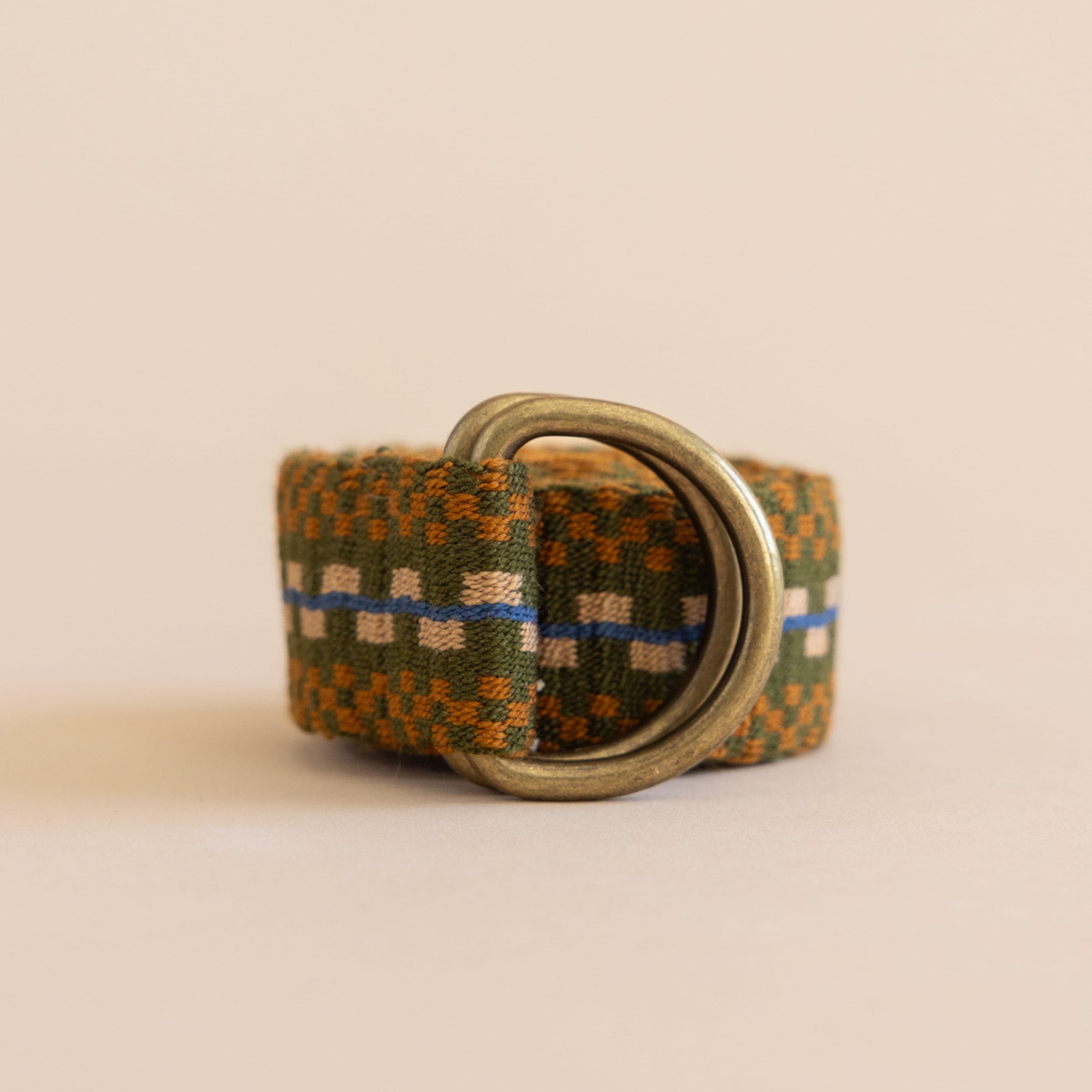 Guanabana Belts Orange/Green Checks Braided Belt
