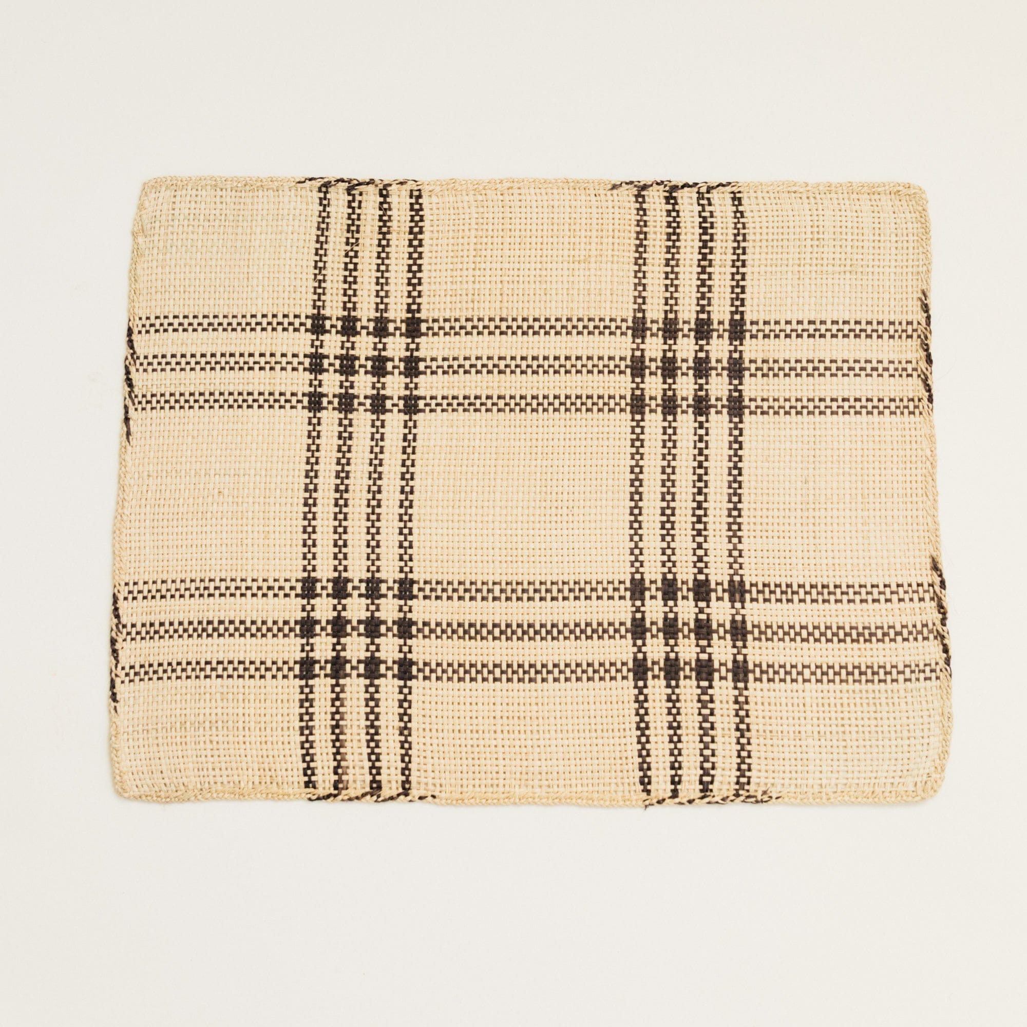 Guanabana Placemats Large Plaid Weave in Brown Straw Placemat