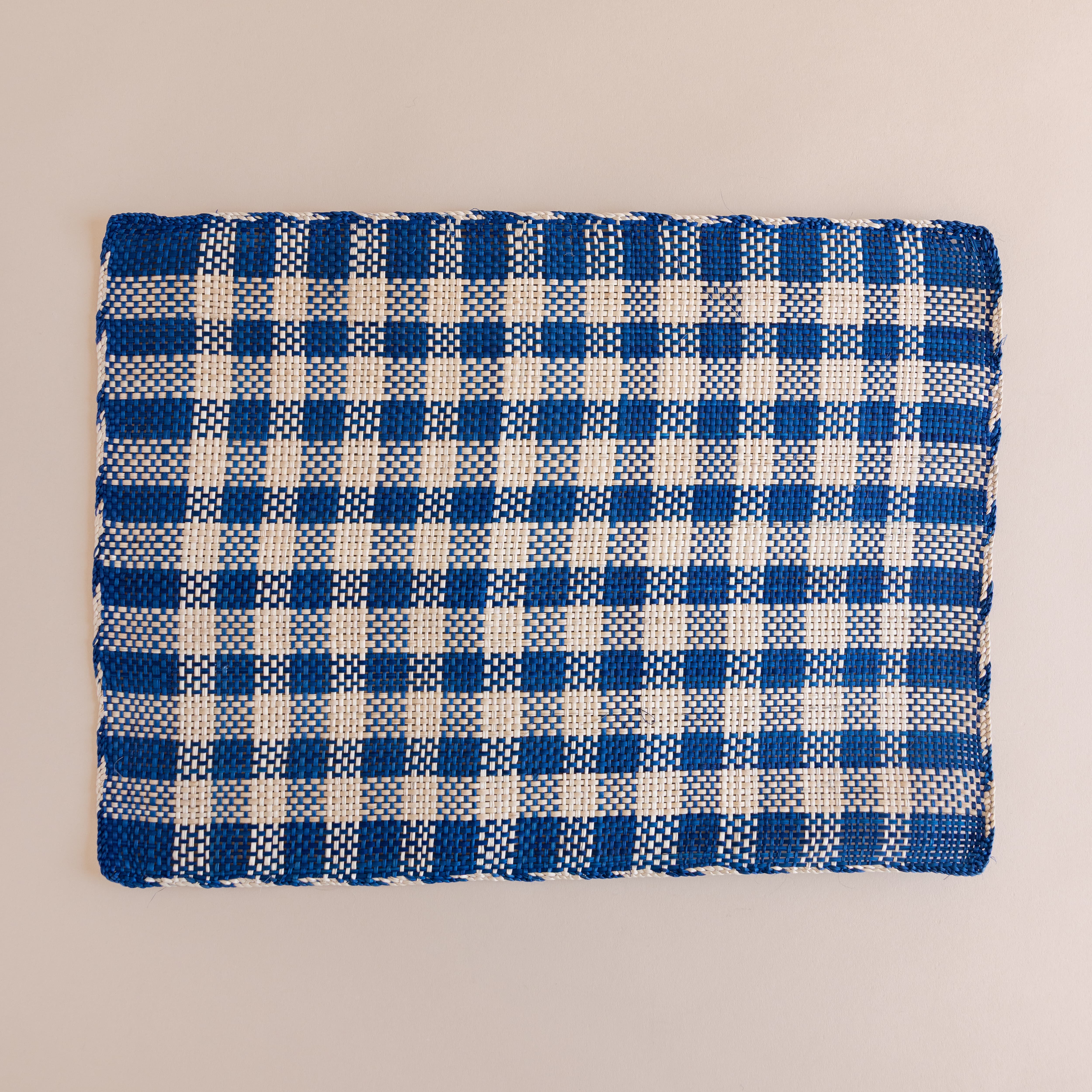 Guanabana Placemats Small Buffalo Check in Blue Straw Placemat