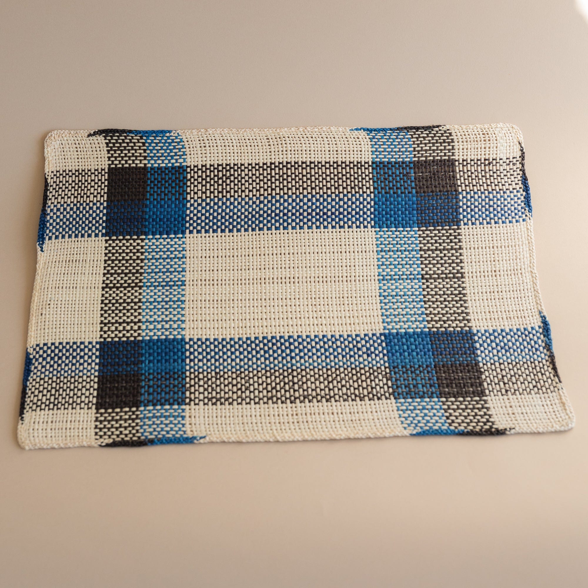 Guanabana Placemats Straw Placemat in Black and Blue Stripes