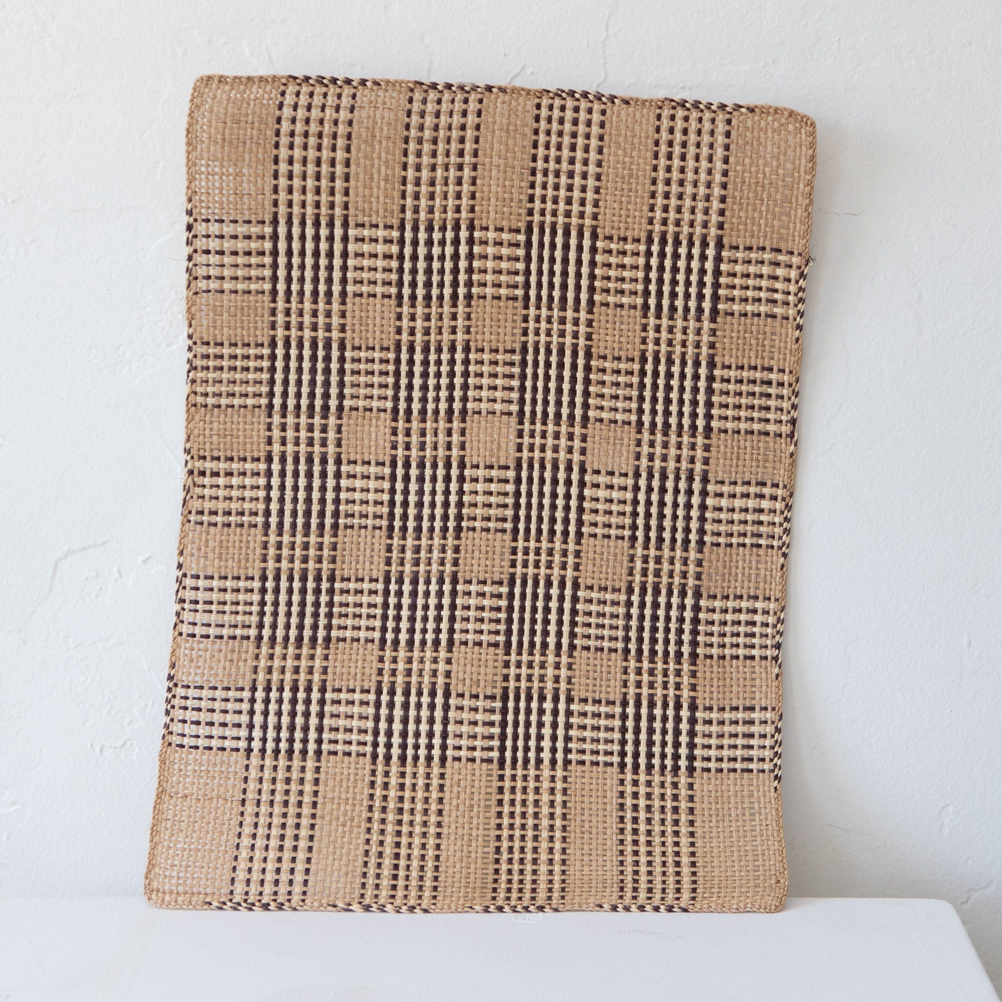 Guanabana Placemats Straw Placemat in Brown Beige Stripes